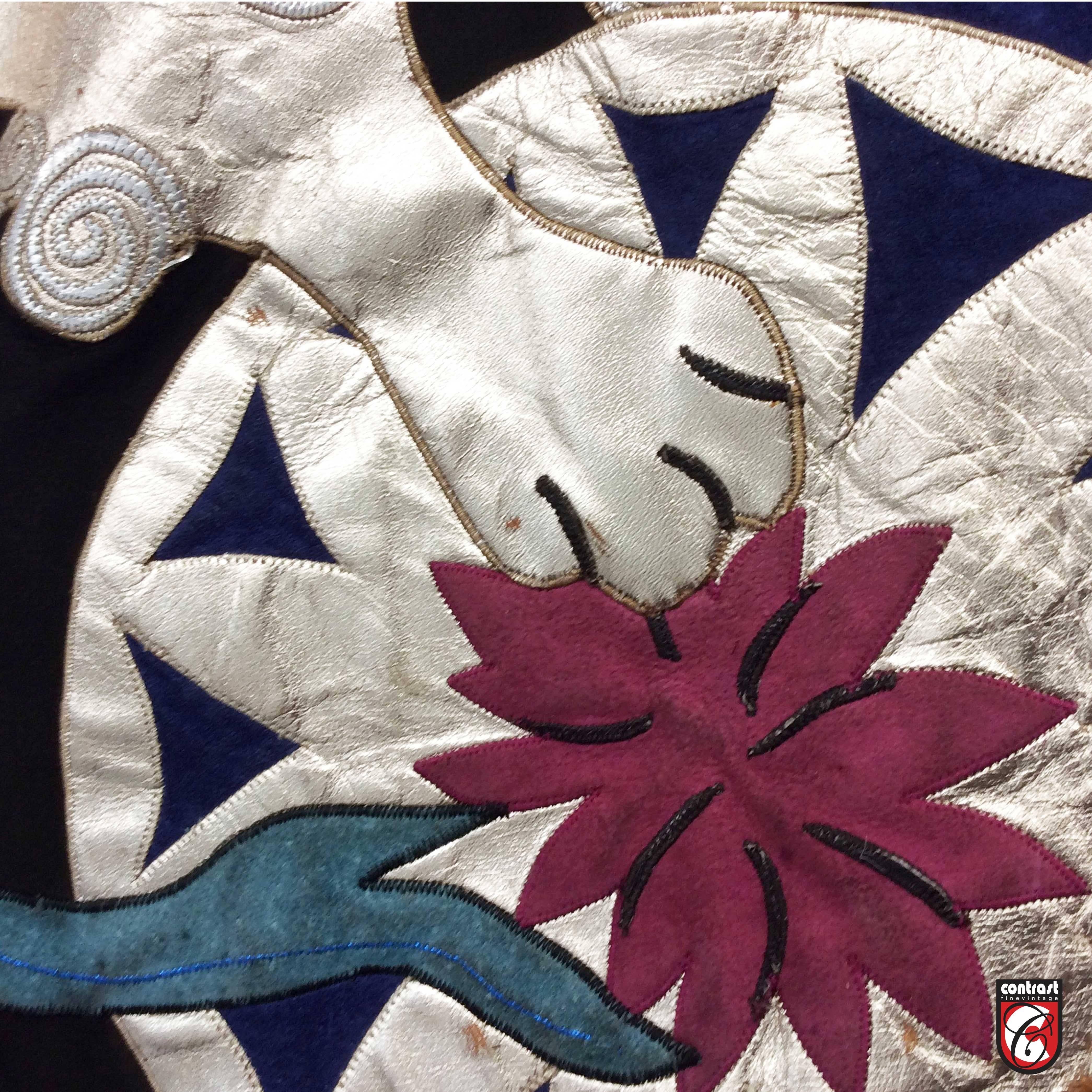 Fong Leng, Coat Suede and Leather Chinese Motifs, Fashion Design In Fair Condition In Utrecht, NL