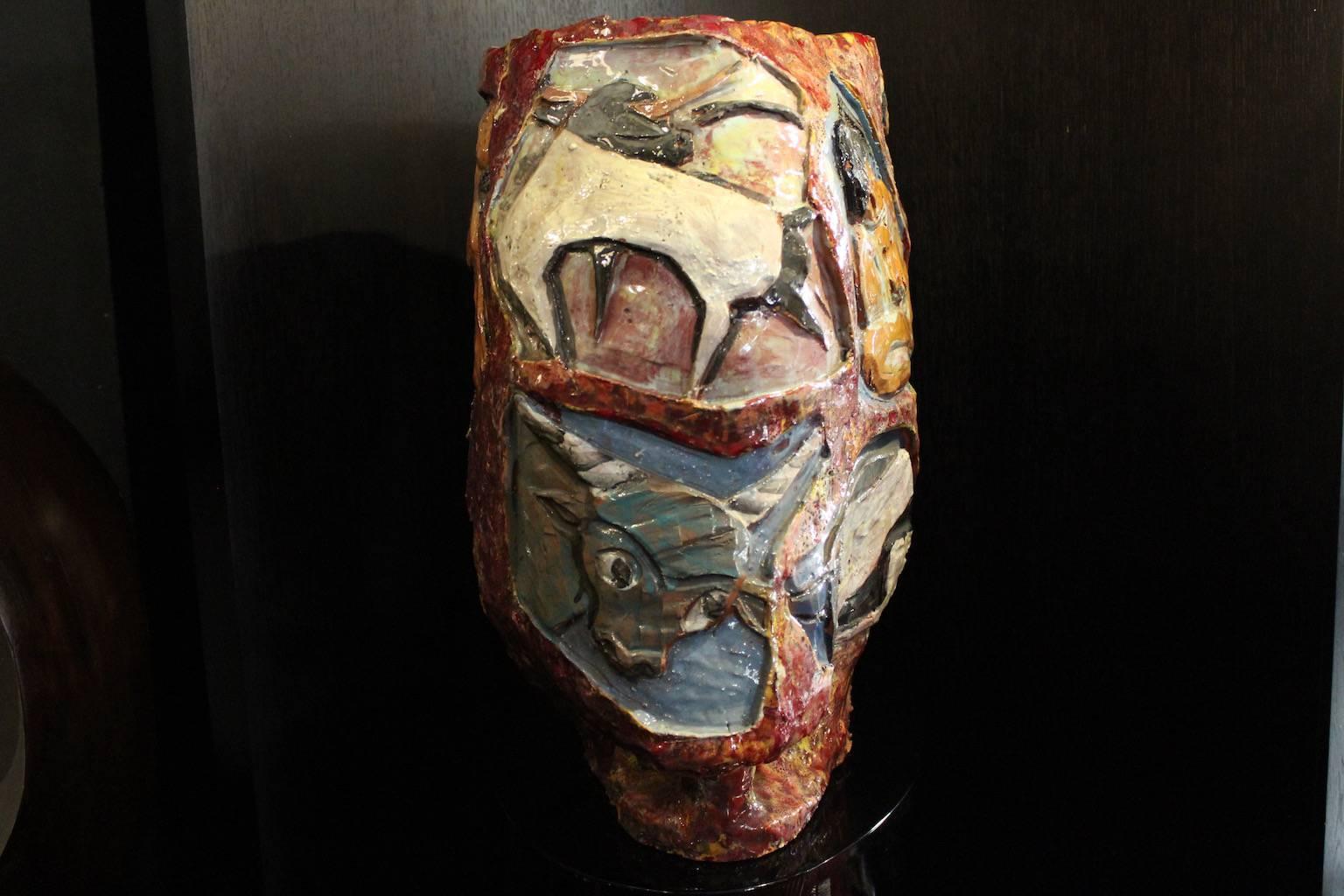 Post-Modern Glazed Ceramic Vase Attributed to Giovanni Chissotti, 1950