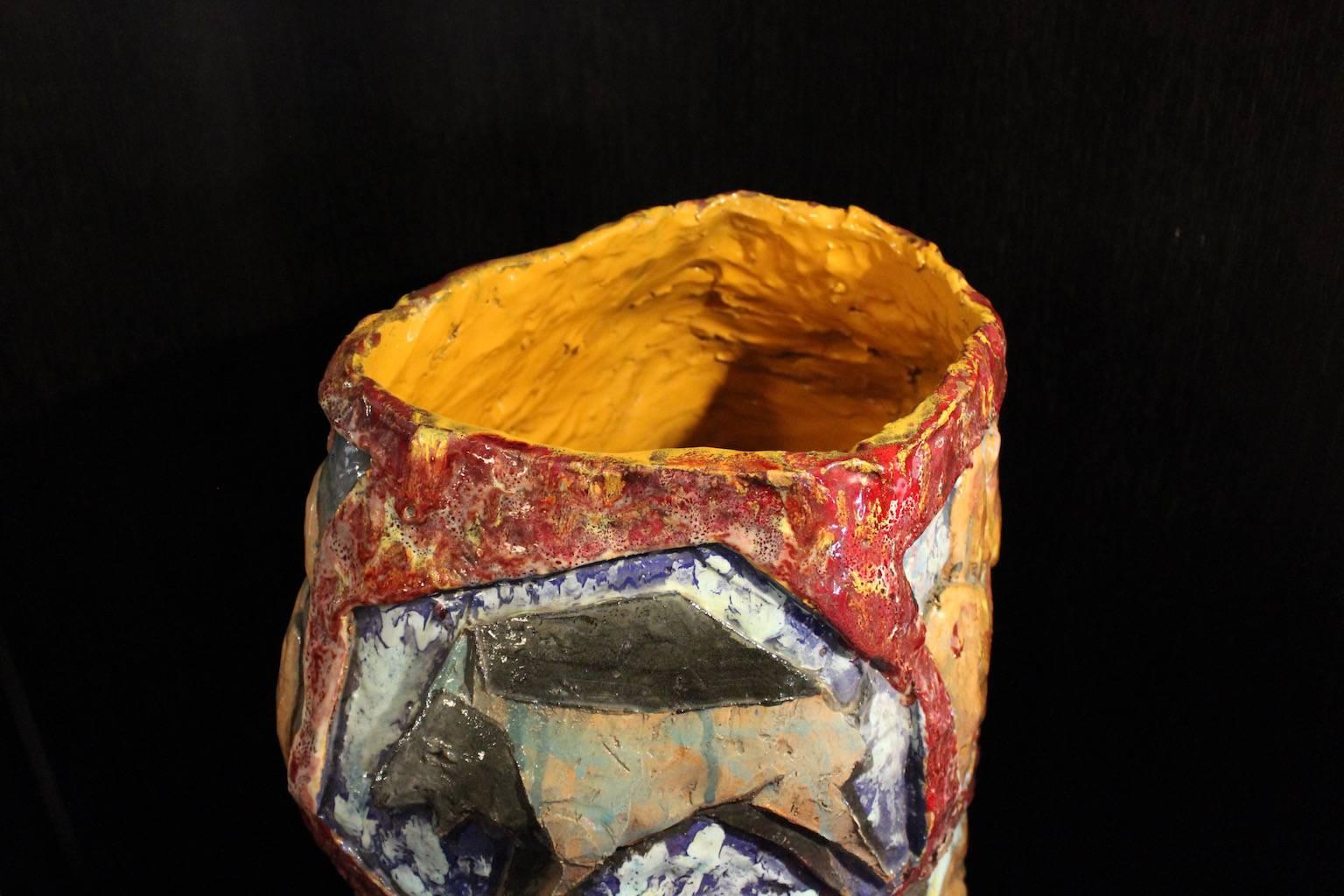 Glazed Ceramic Vase Attributed to Giovanni Chissotti, 1950 In Excellent Condition In Milano, IT