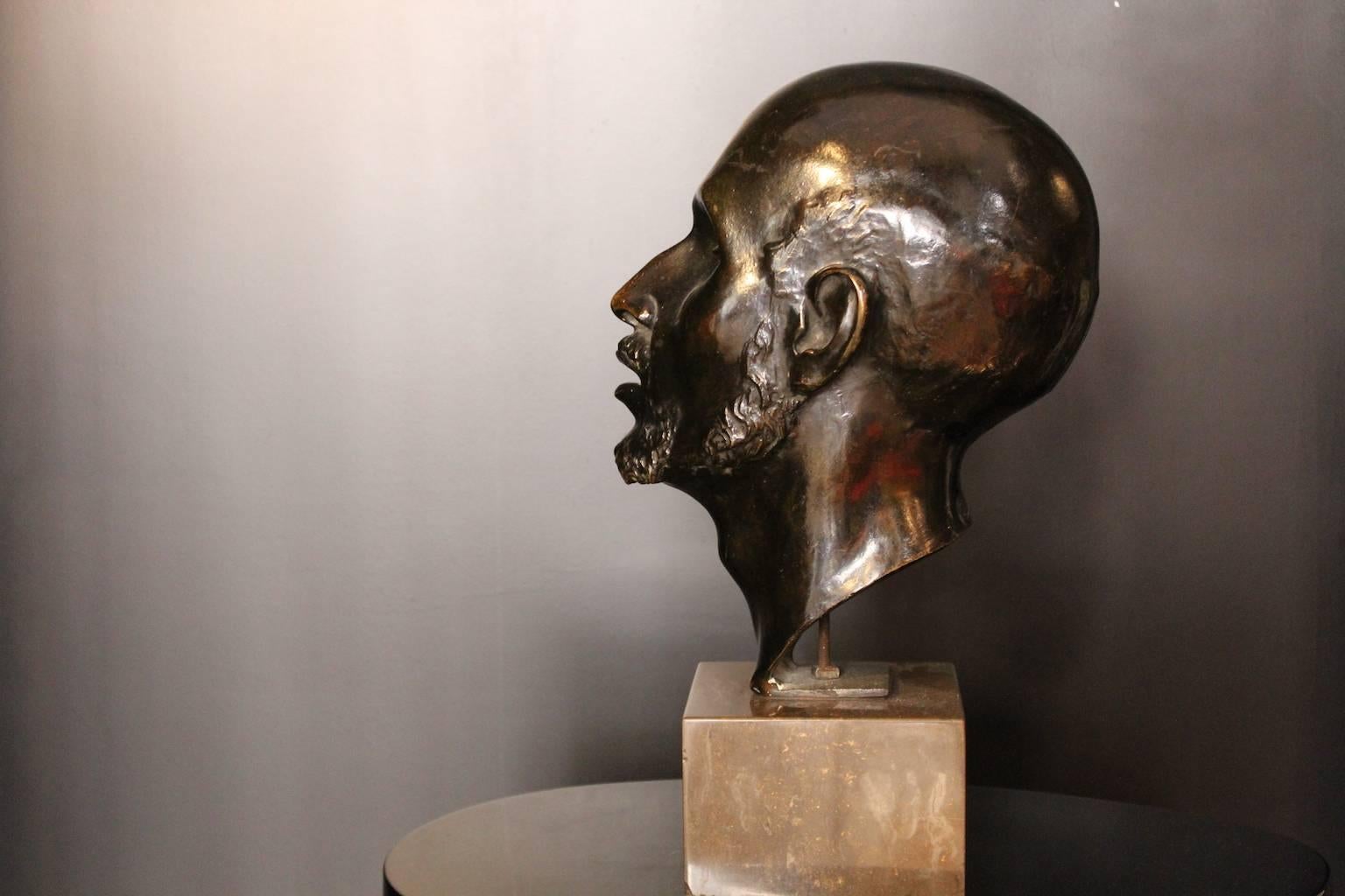 Art déco Sculpture de tête en bronze 1920 d'Erik Cohort en vente