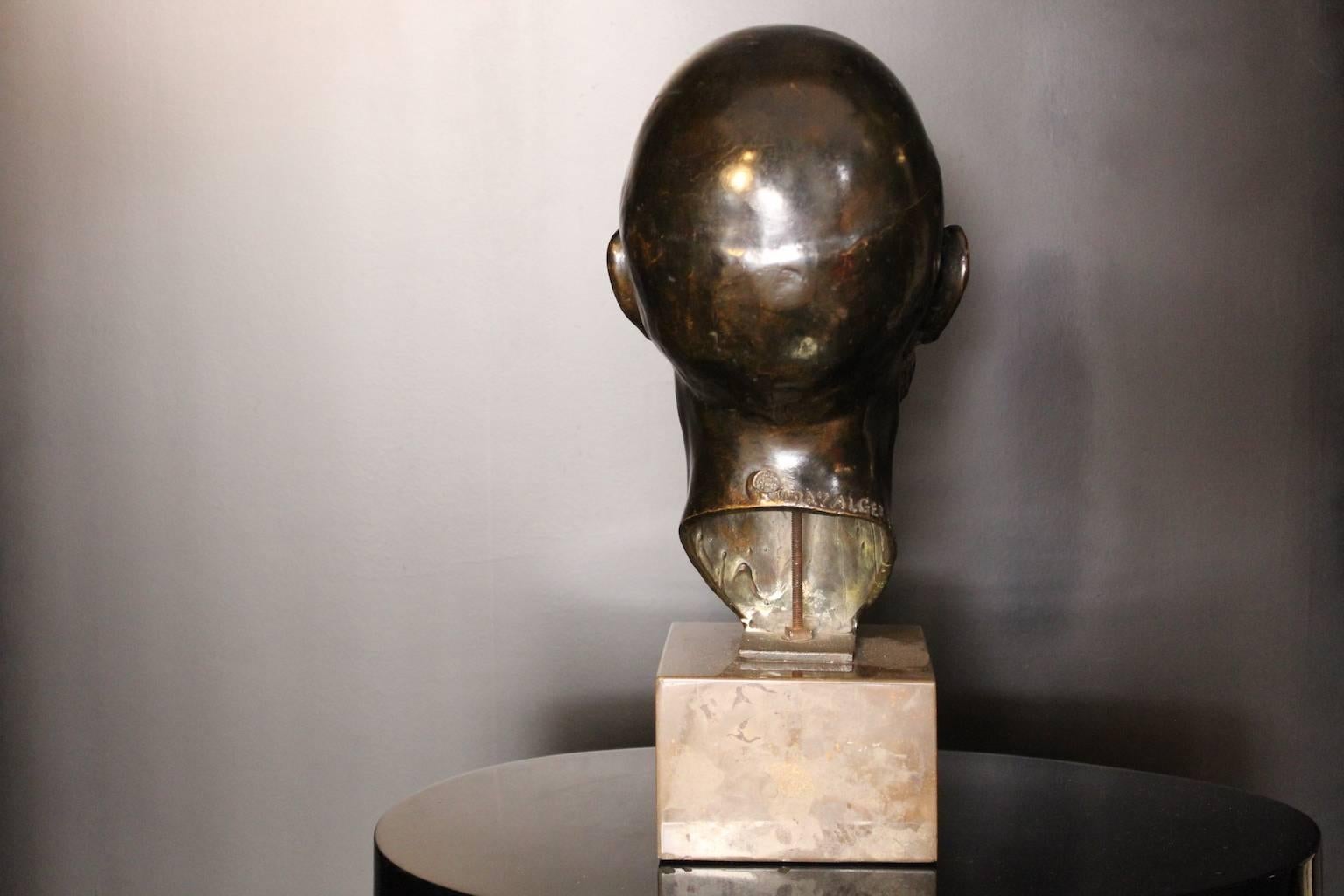 Art Deco 1920 Head Bronze Sculpture by Erik Cohort