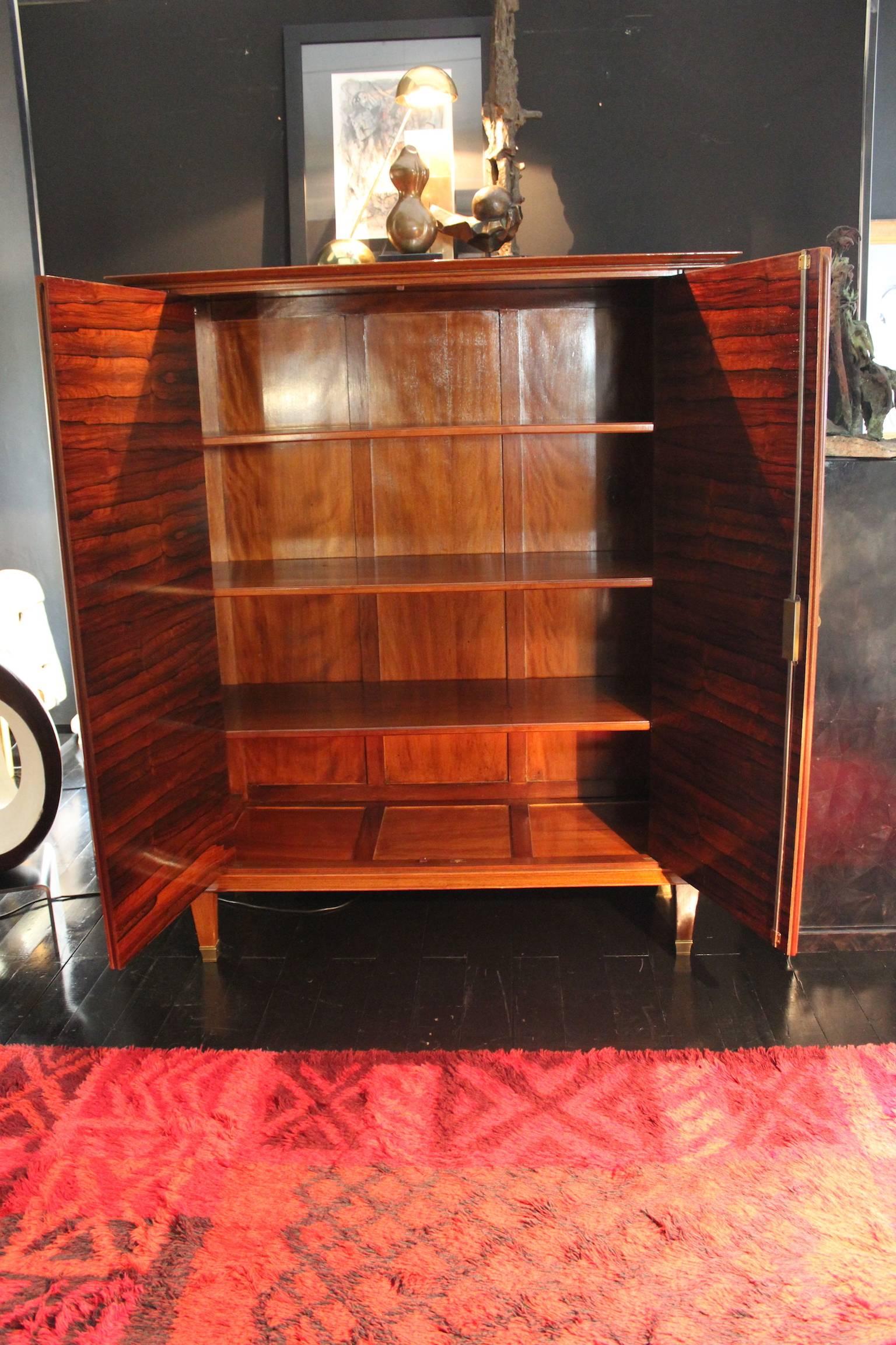 1940s credenza or library, rosewood with brass fittings 