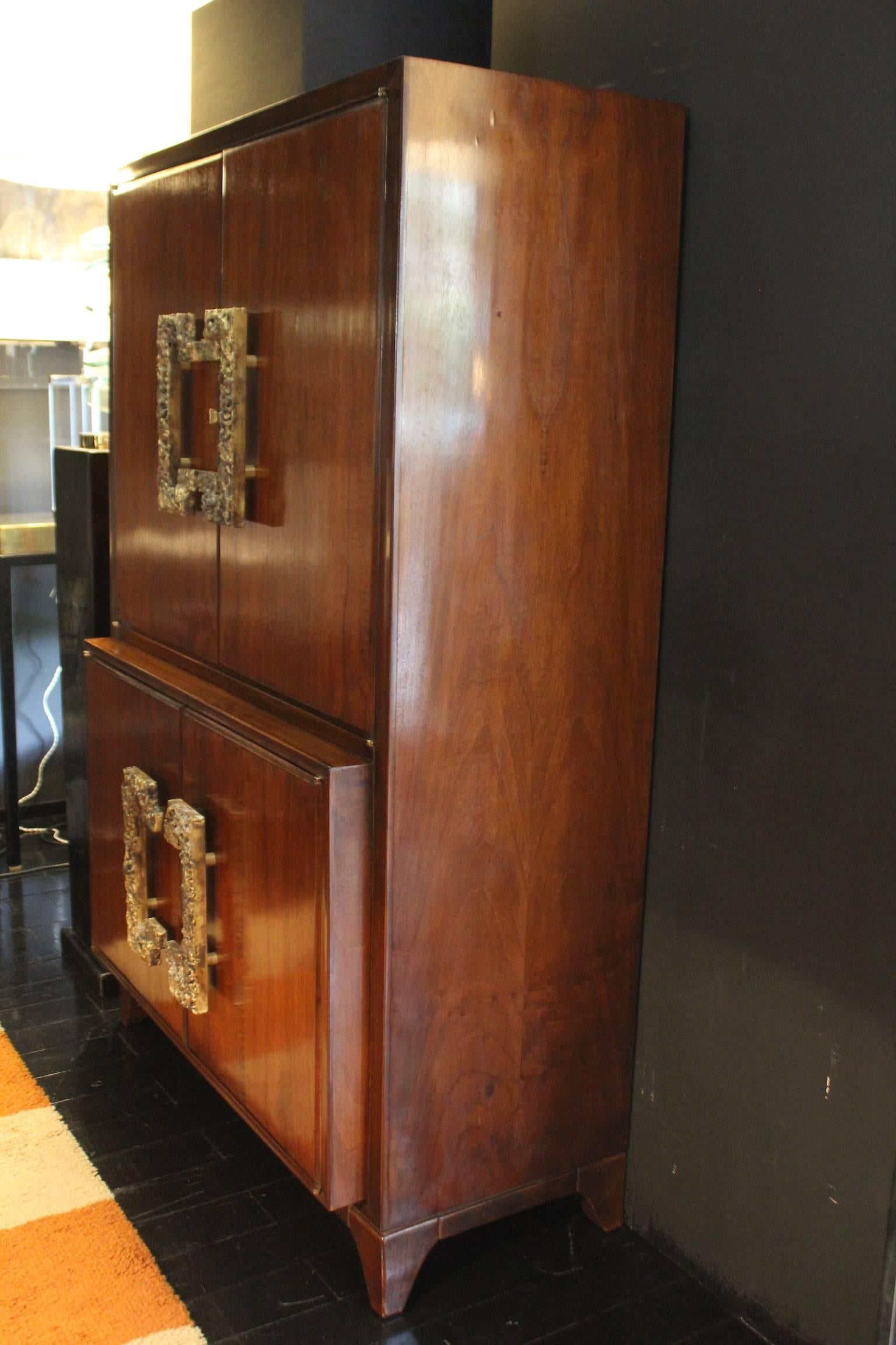 1940s sideboard with brass sculpture handles in rosewood.