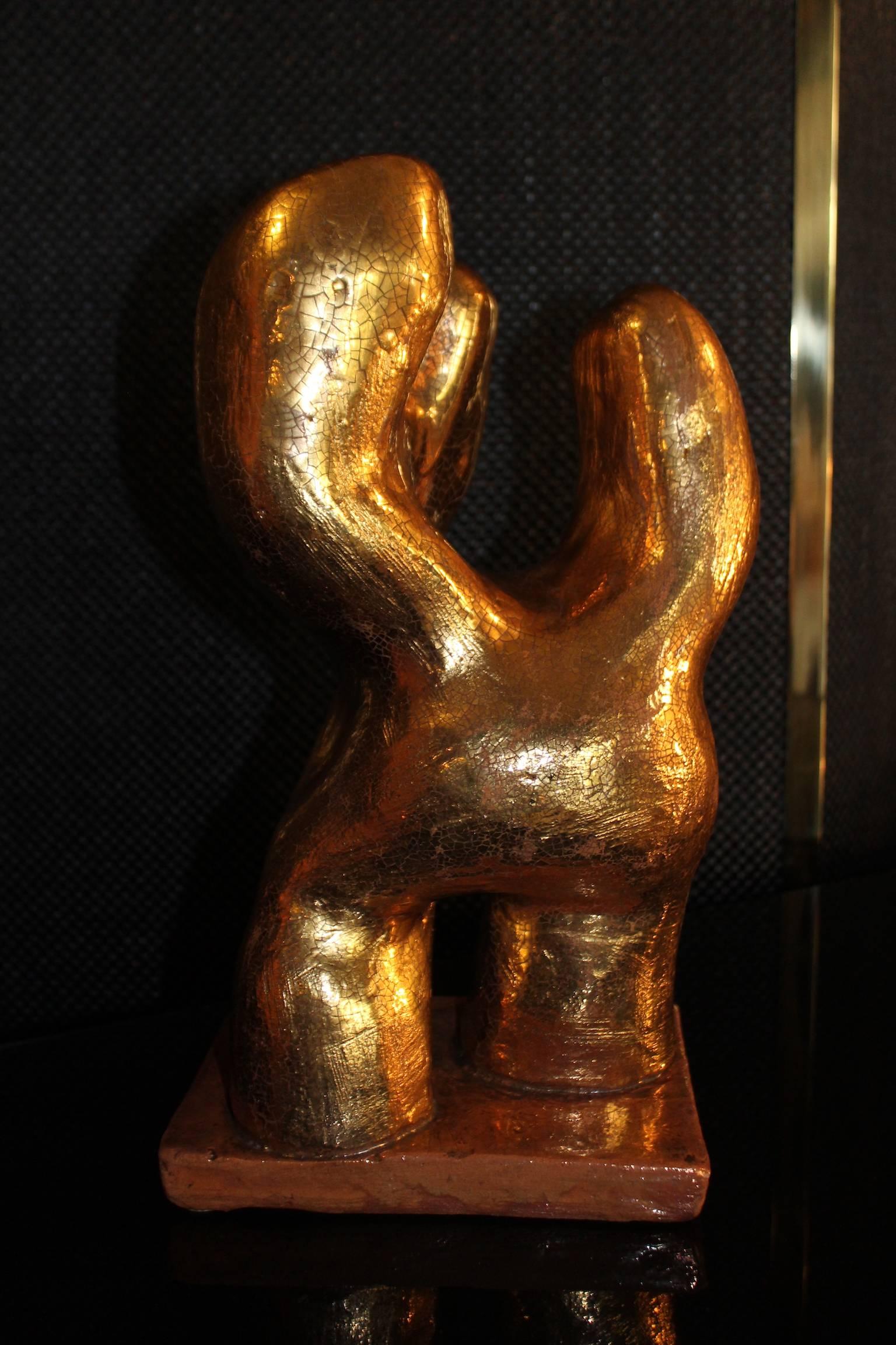 1972 Lino Bersani polymorphic ceramic sculpture gold-colored
