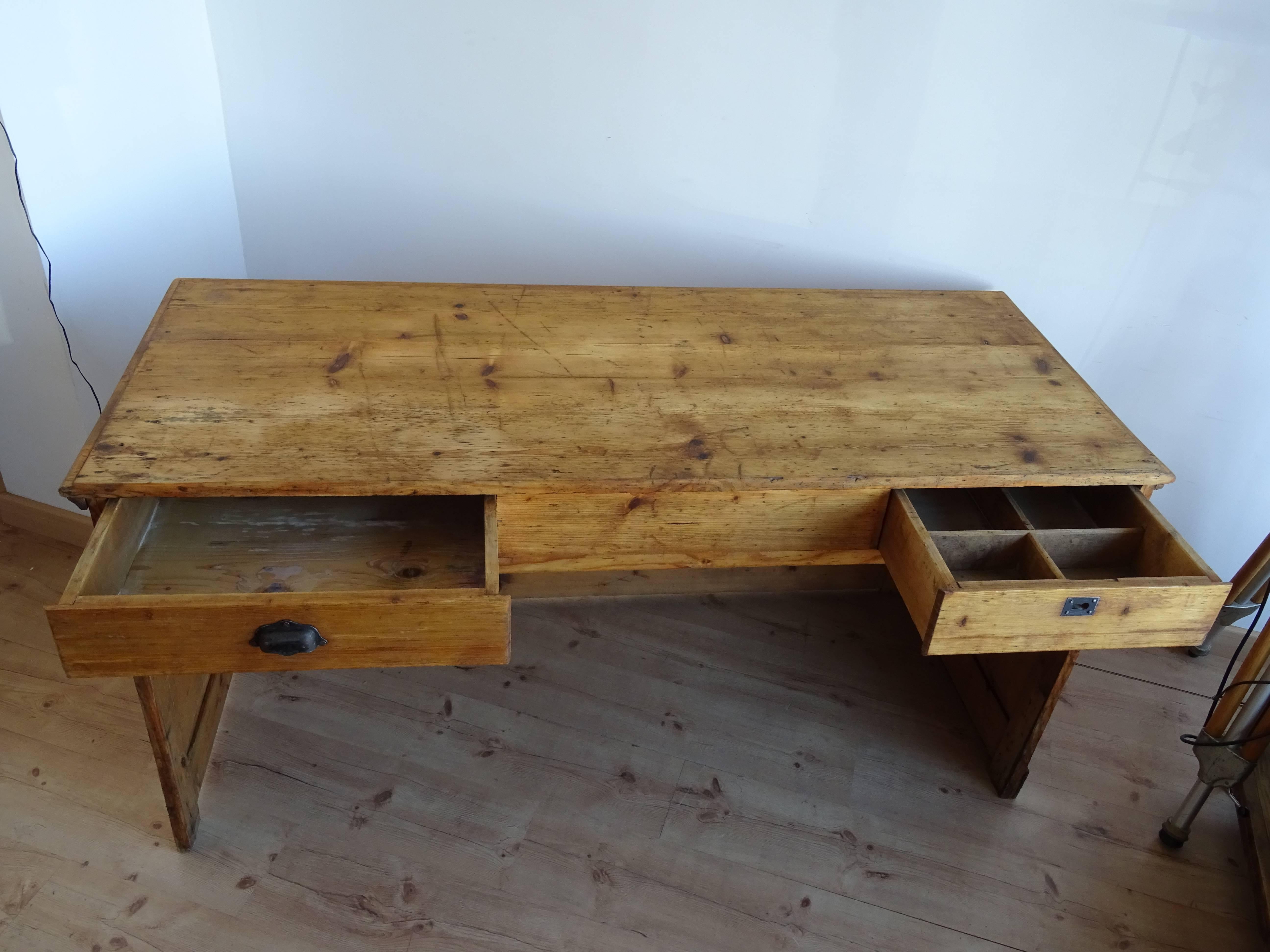Early 20th Century Early Century Vintage French Pine Shop Counter For Sale