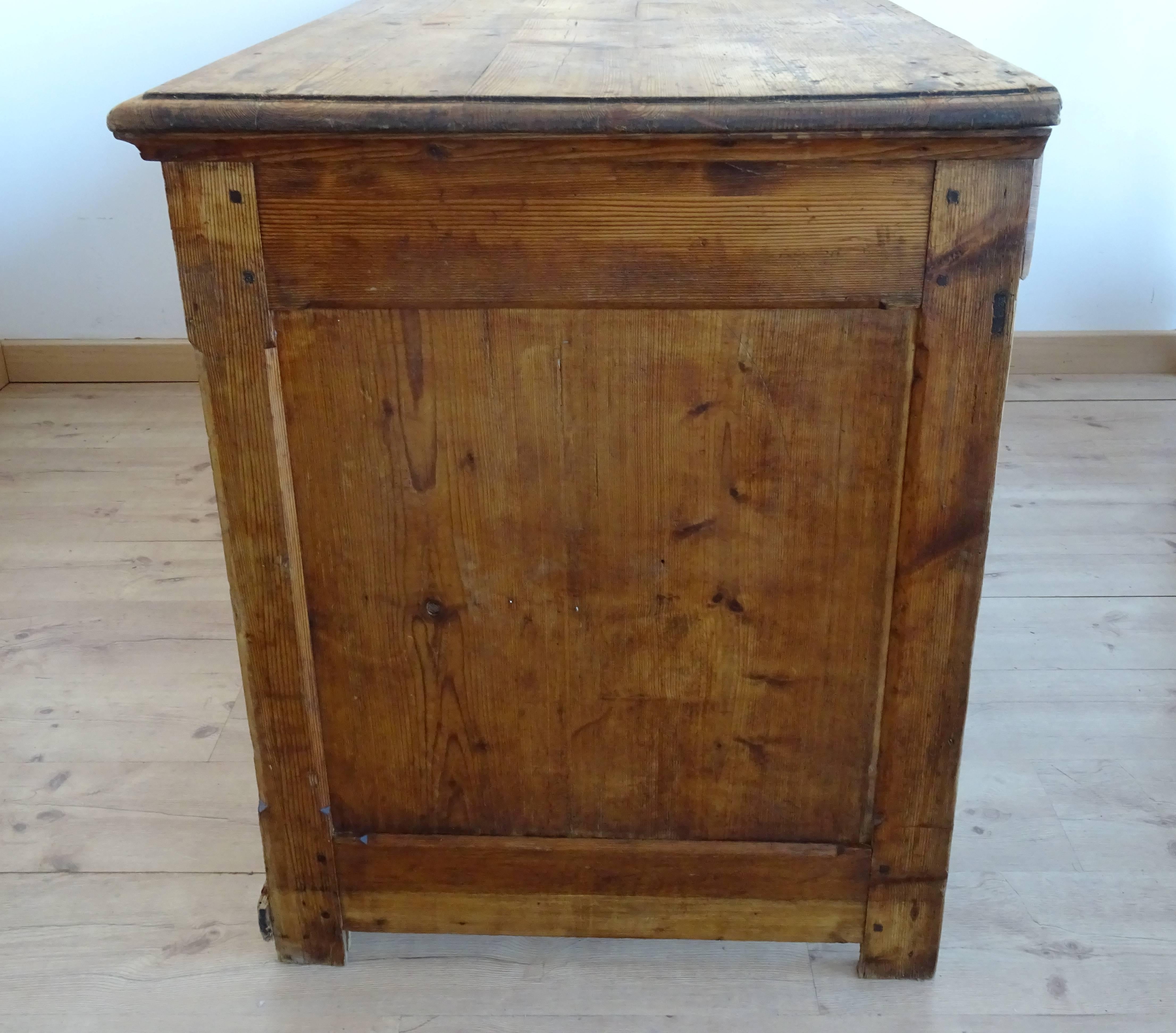 Early Century Vintage French Pine Shop Counter For Sale 1