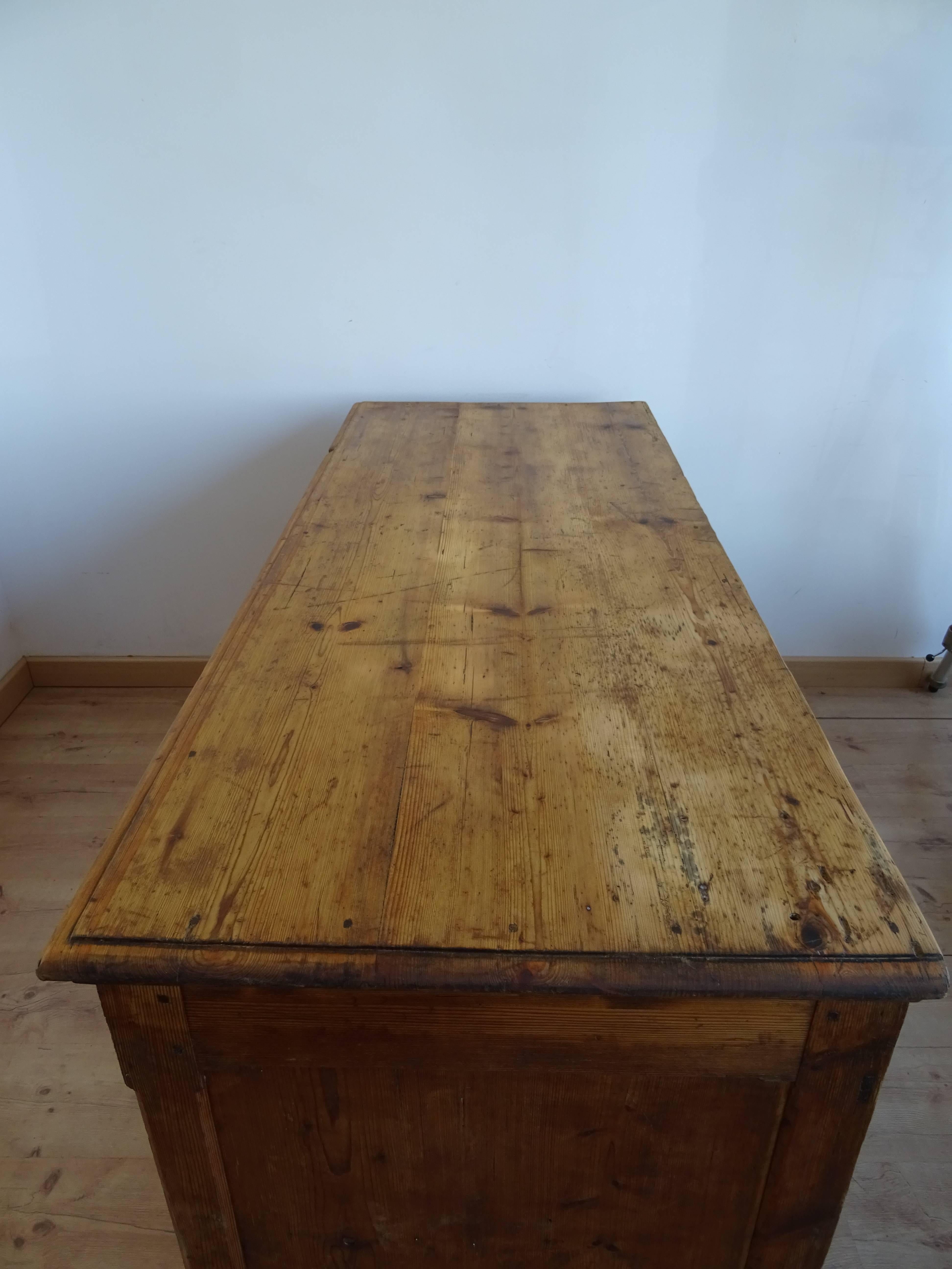 Early Century Vintage French Pine Shop Counter For Sale 2