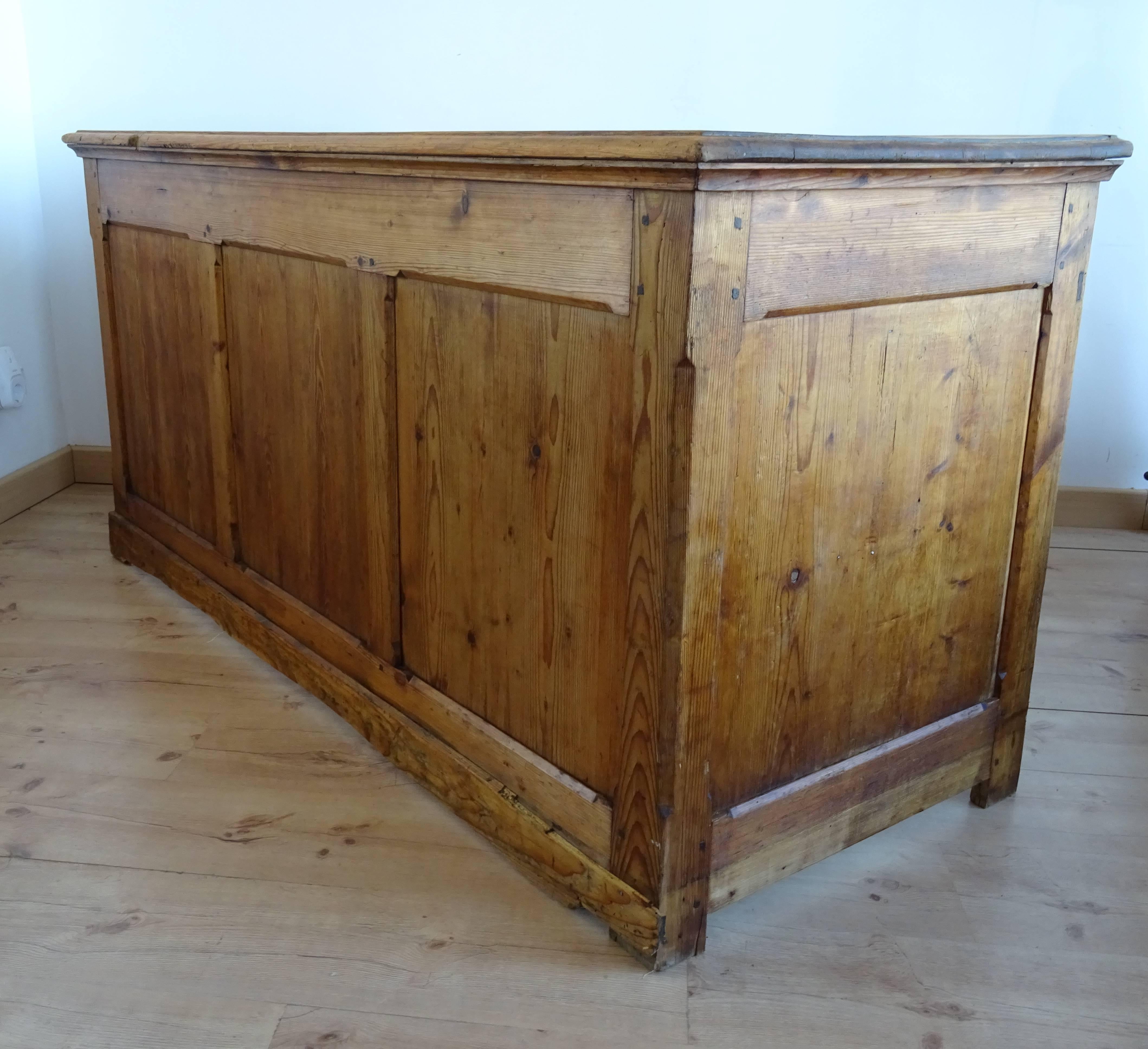 Early Century Vintage French Pine Shop Counter For Sale 3