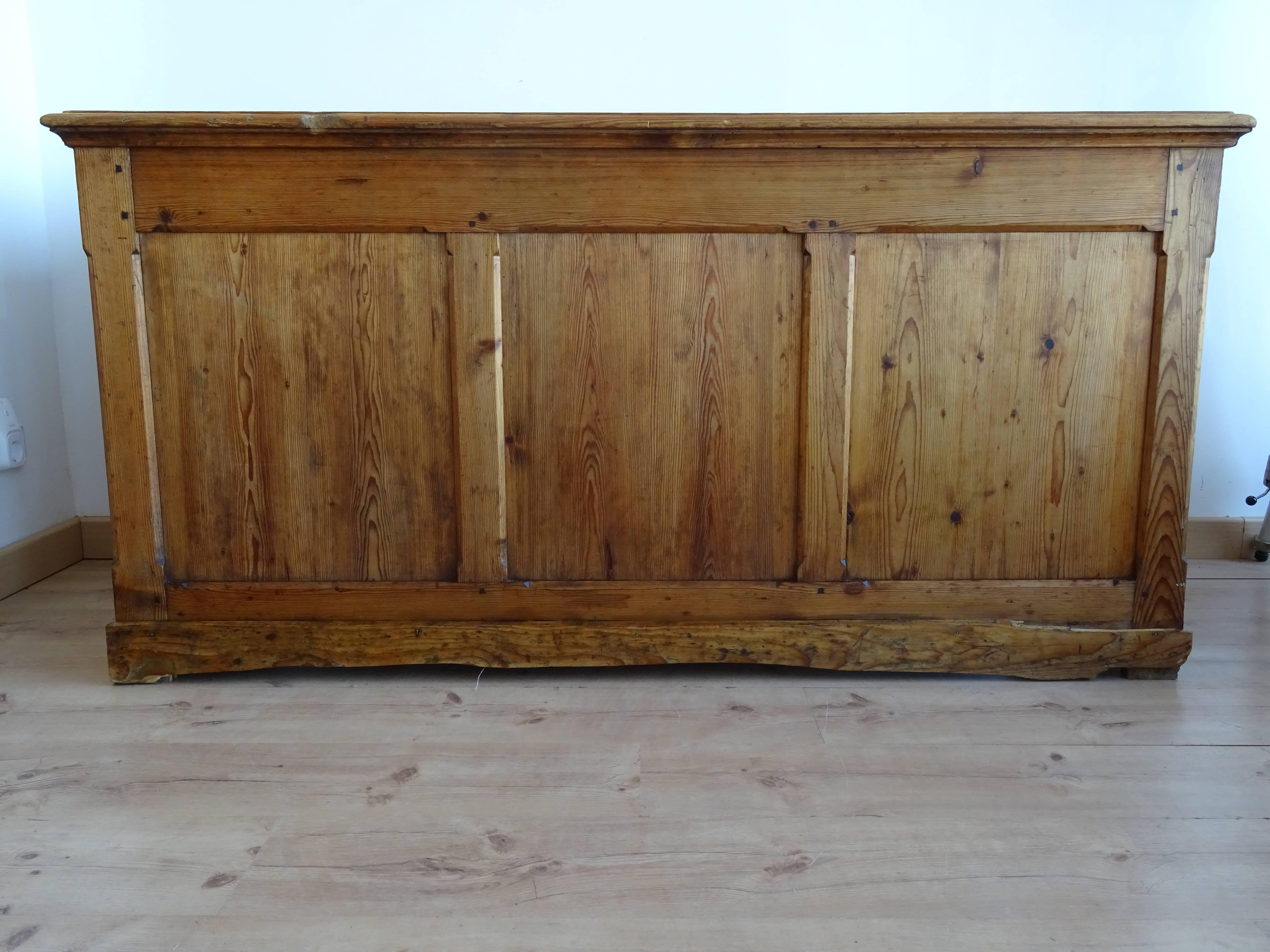 Early Century Vintage French Pine Shop Counter For Sale 4