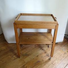 Mid-Century Vintage French Oak Serving Trolley