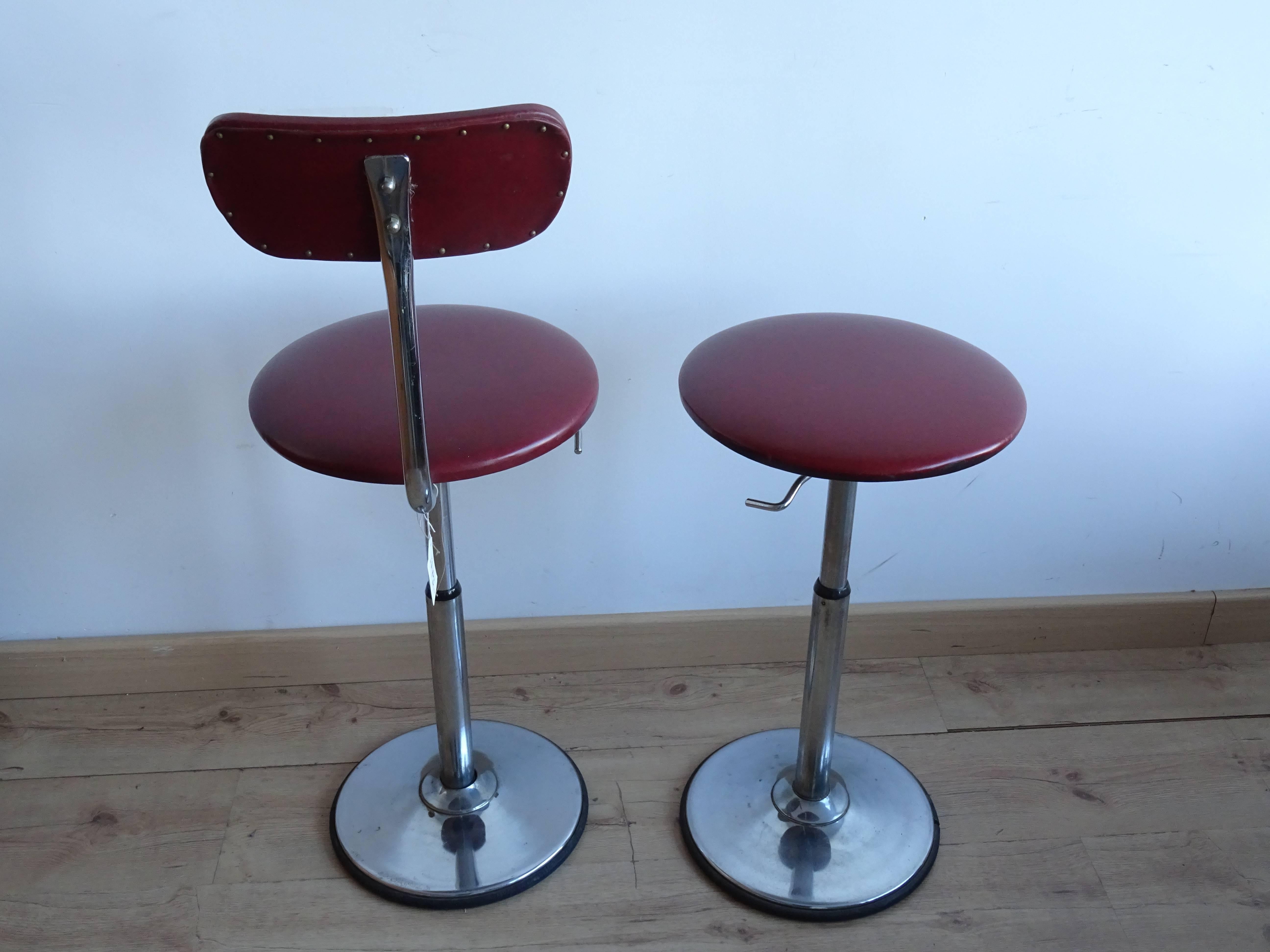 20th Century French Vintage Bar Stools, 1960s, Set of Two For Sale