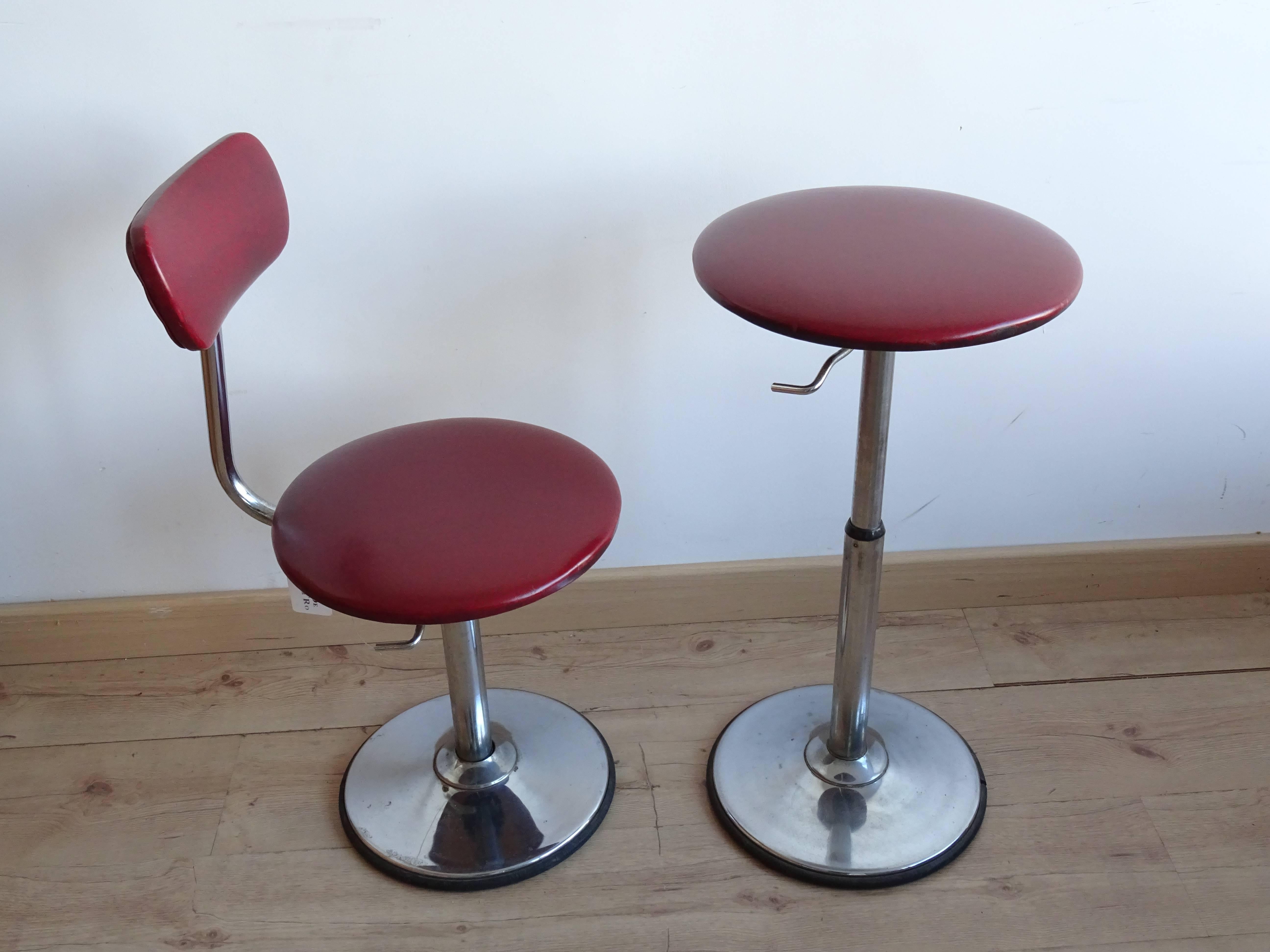 Chrome French Vintage Bar Stools, 1960s, Set of Two For Sale