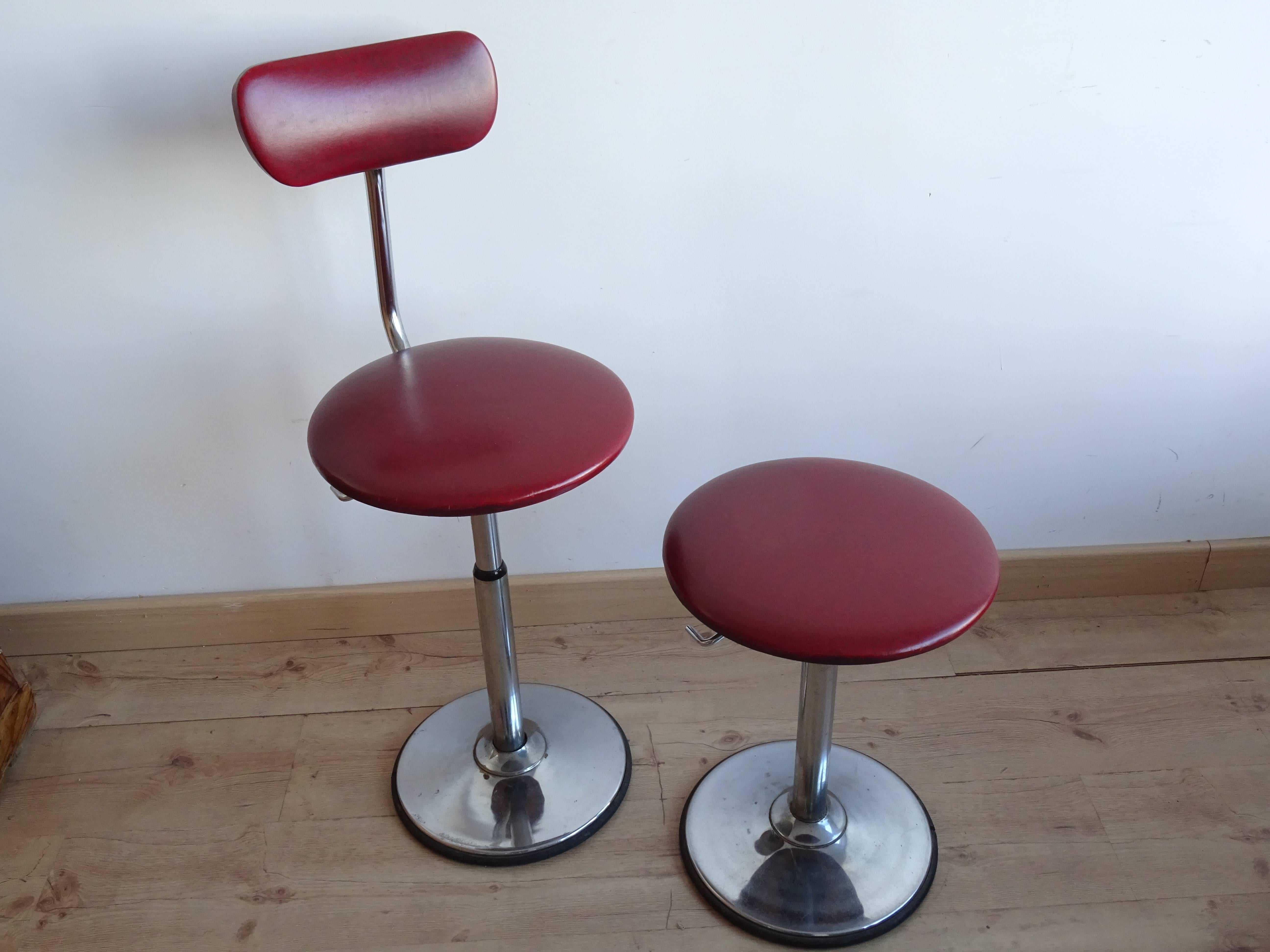French Vintage Bar Stools, 1960s, Set of Two For Sale 1