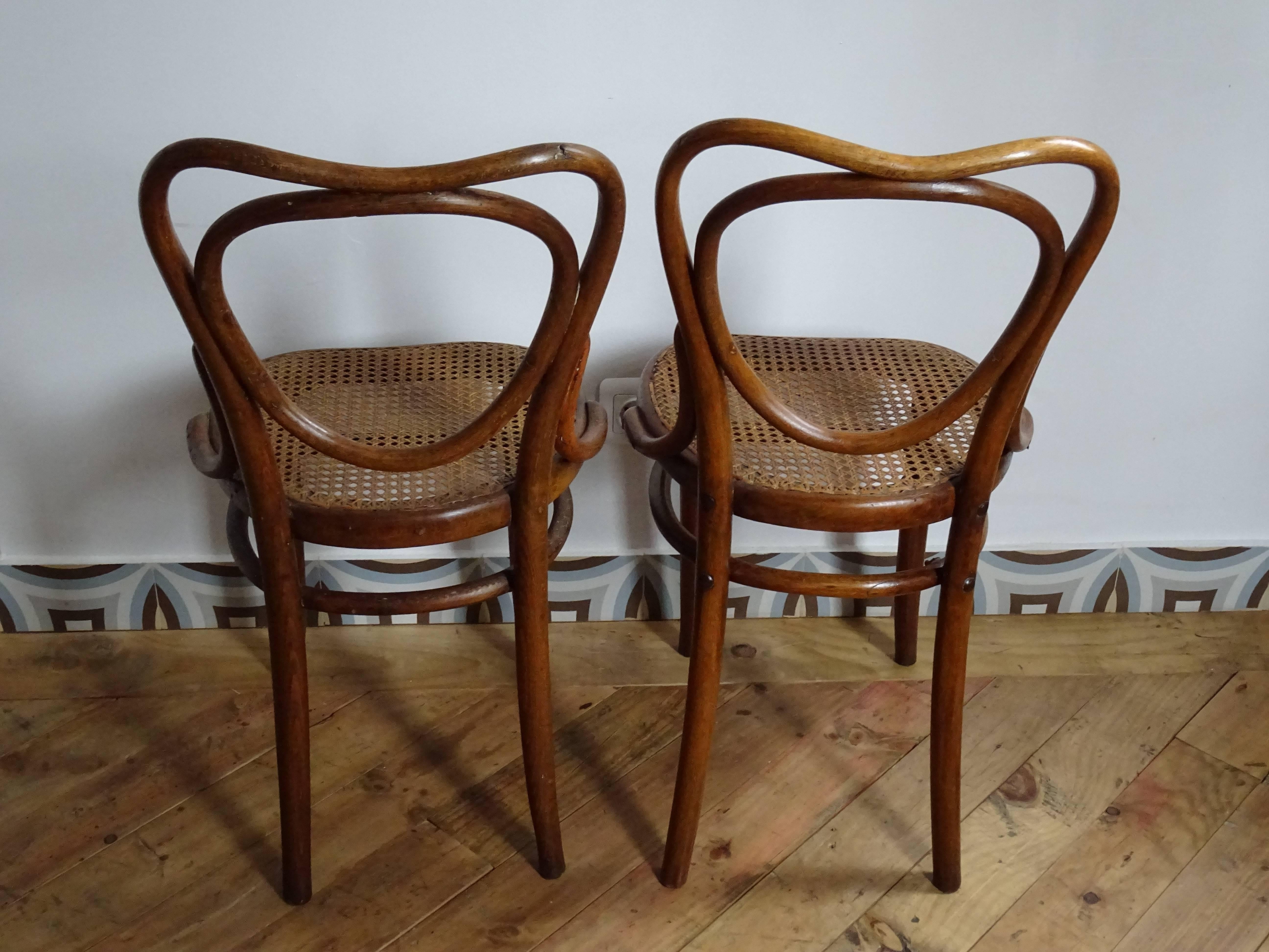 French Thonet Style Bistro Chairs, Early 20th Century, Set of Two For Sale 1