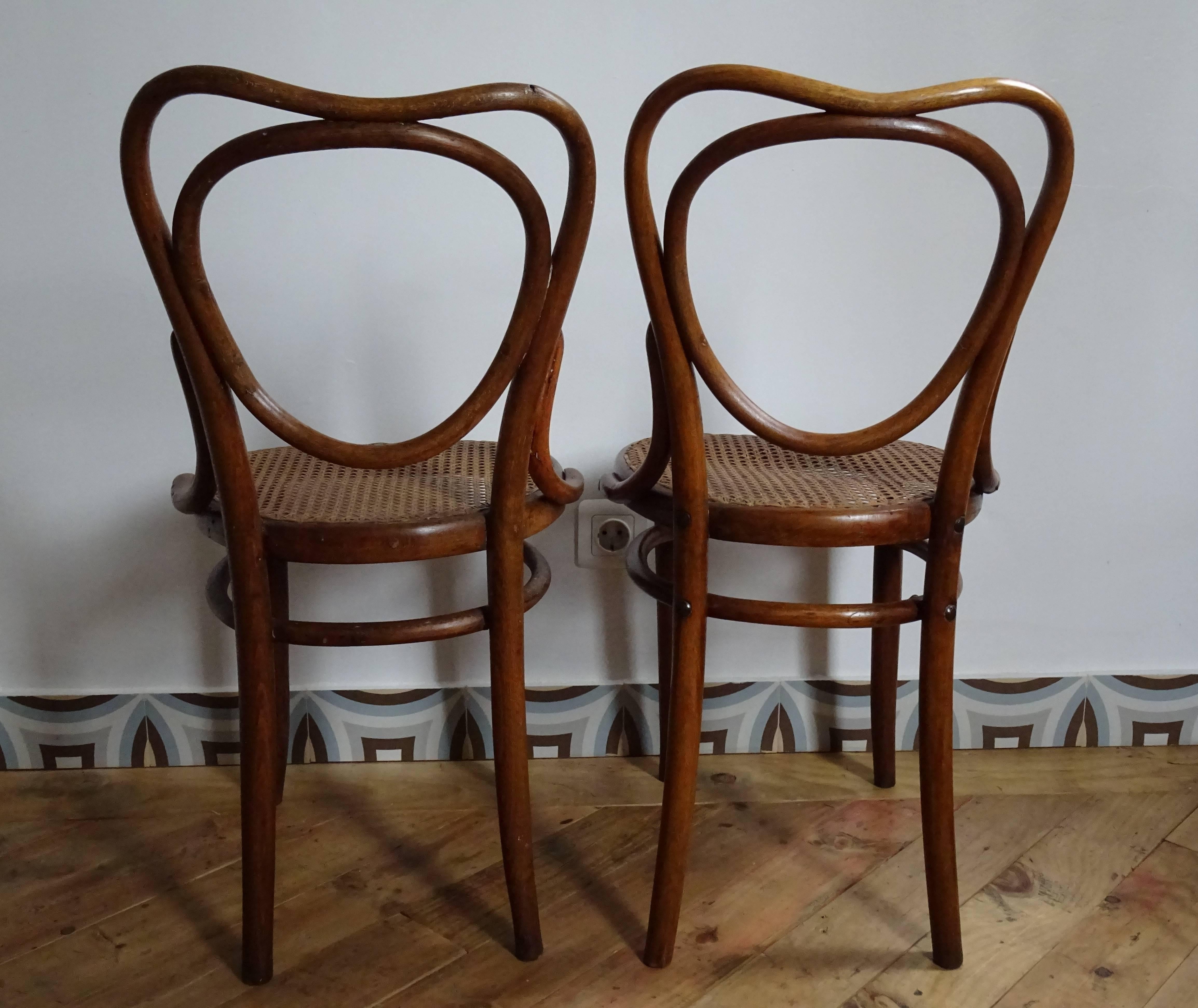 French Thonet Style Bistro Chairs, Early 20th Century, Set of Two For Sale 2