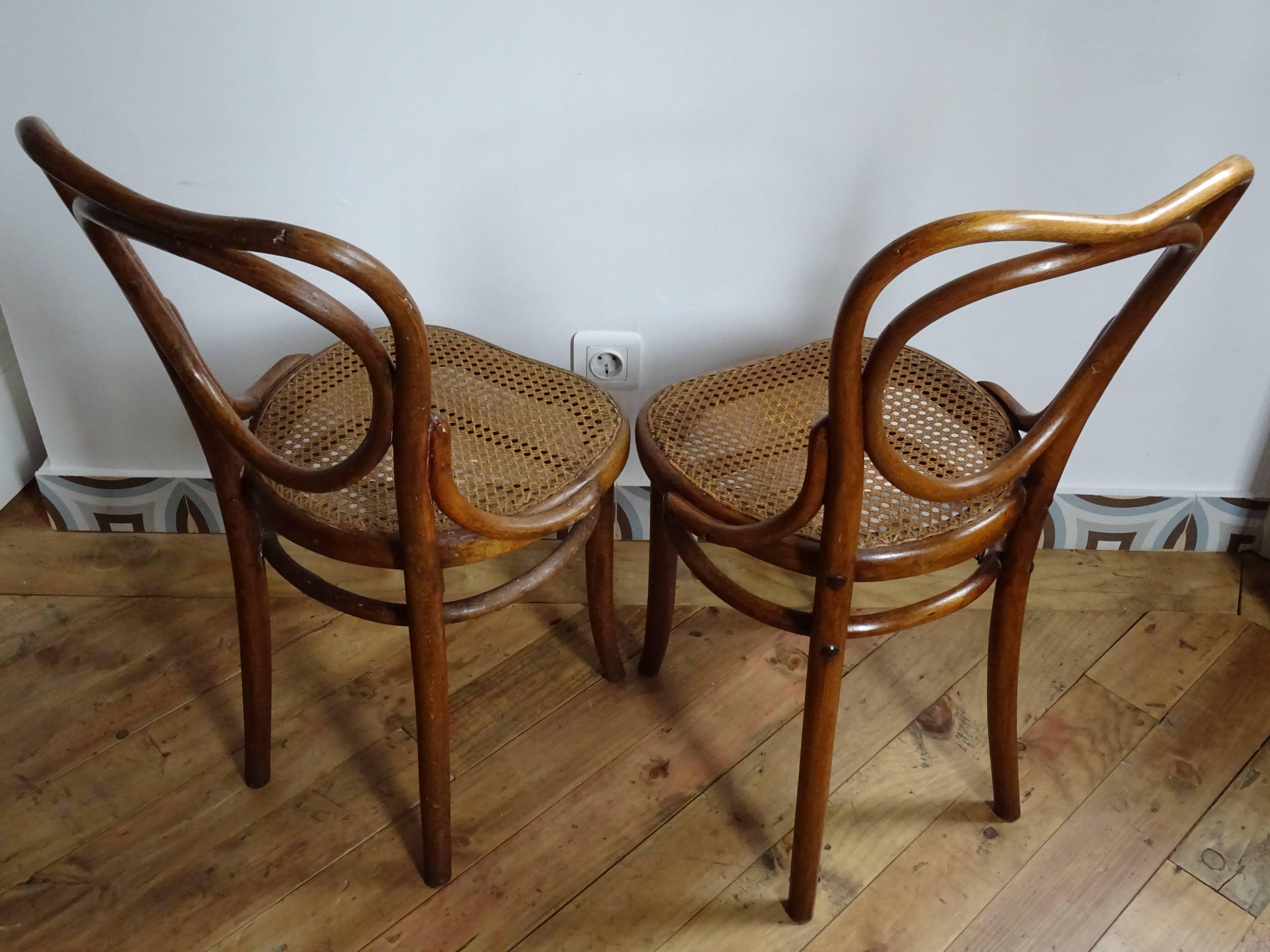 French Thonet Style Bistro Chairs, Early 20th Century, Set of Two For Sale 3