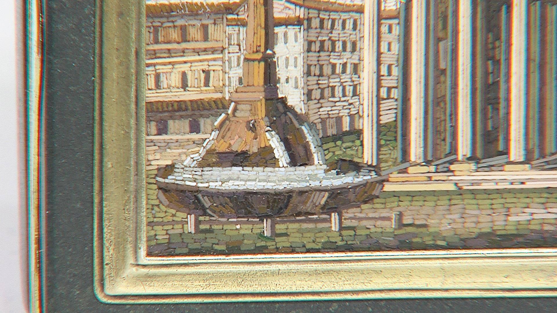 Italian Snuff Box in Spartan Basalt with Micromosaic, Pantheon, 18th Century For Sale