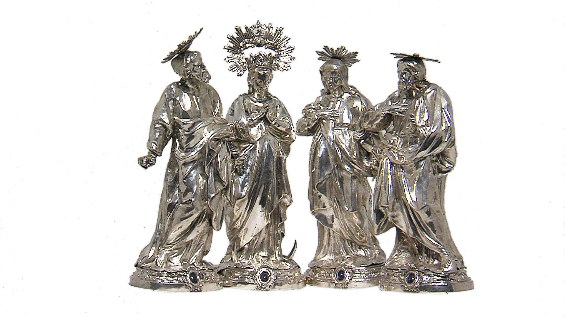 Set of Religious Figures in Repoussé Silver by Bartolomeo Borroni, Rome, 1750 For Sale 4