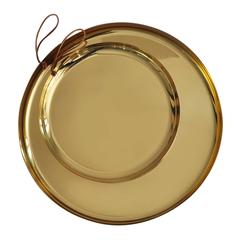 Artecnica Round & Round Brass Trays with Leather Strap, Set Medium and Large