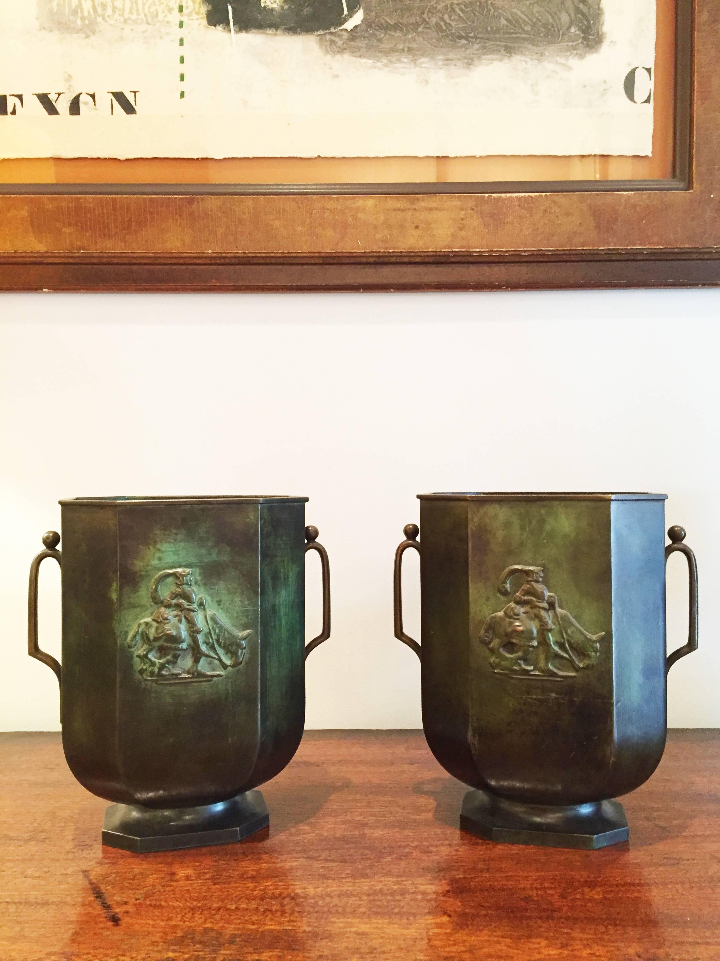 Pair of Art Deco Bronze Vases by Just Andersen 2