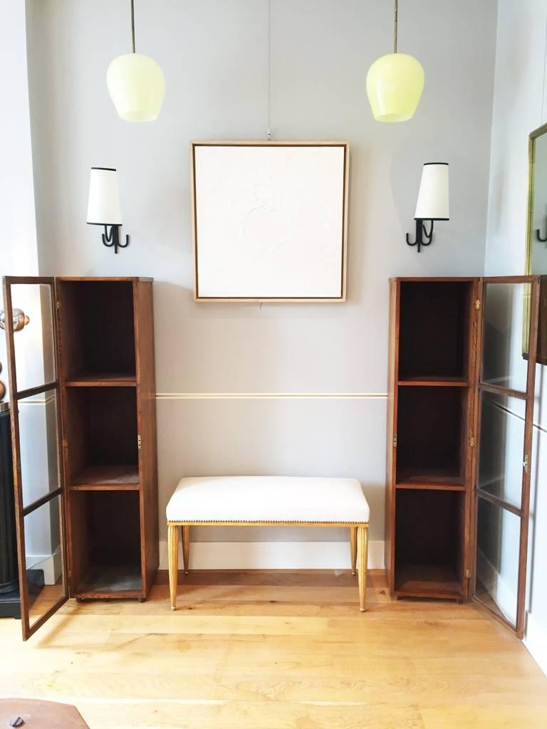 Pair of 1940s Oak Narrow Bookcases or Display Cabinets 4