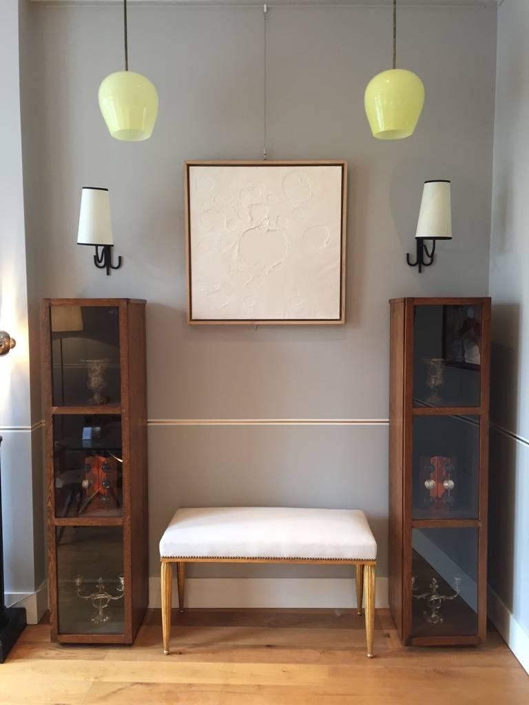 Pair of 1940s Oak Narrow Bookcases or Display Cabinets 5