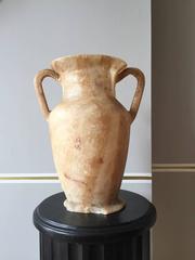 Ancient Egyptian Style 'Grand Tour' Carved Alabaster Urn Shaped Vase