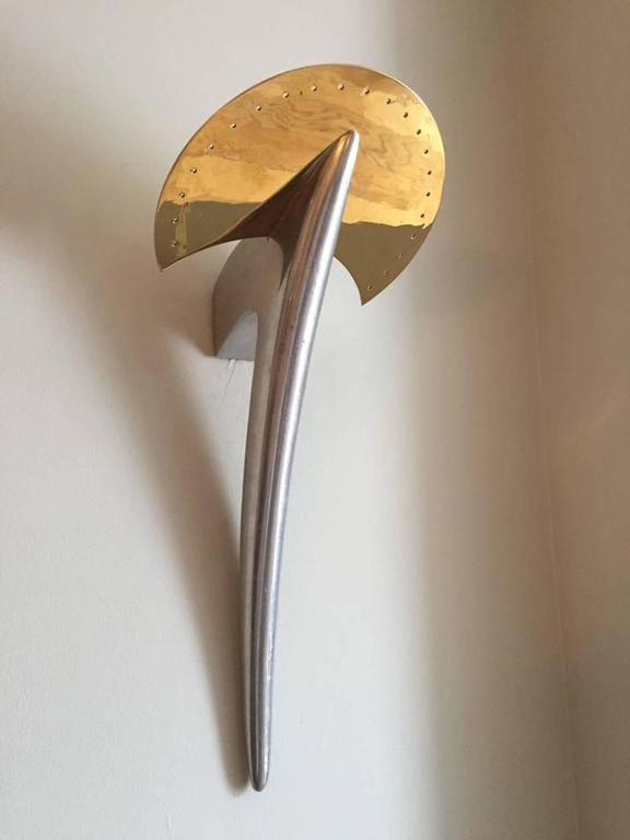 Single Brass and Brushed Chrome Wall Light at 1stdibs