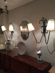 Pair of Imposing French 1950s Black Wall Lights in the Jean Royere Style