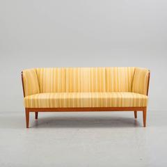 1930s Swedish Solid Teak Three-Seat Sofa, by Carl Malmsten