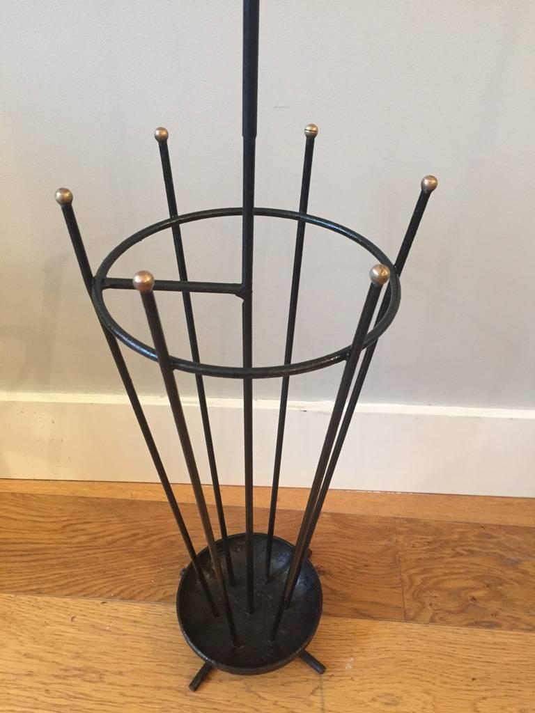 20th Century French 1950s Brass and Black Umbrella Stand