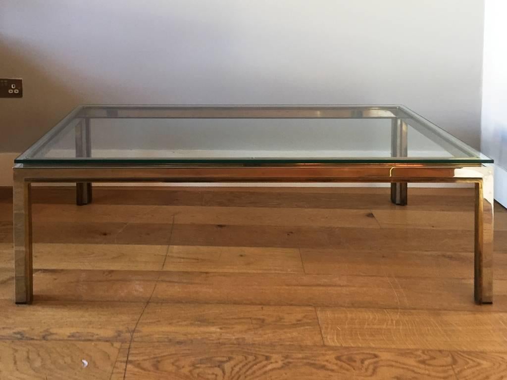 Brass and Chrome Italian 1970s Coffee Table in the Style of Romeo Rega 1