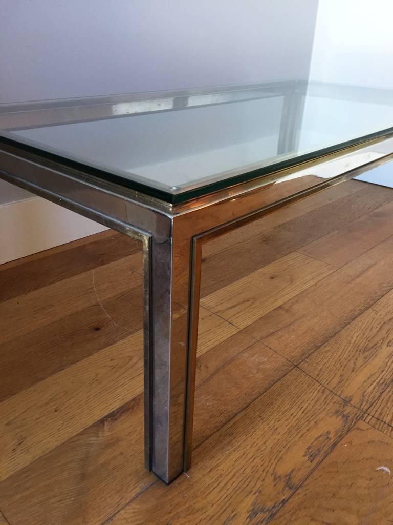 Brass and Chrome Italian 1970s Coffee Table in the Style of Romeo Rega 2
