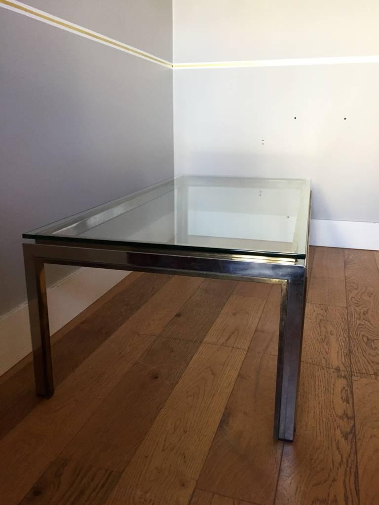 Brass and Chrome Italian 1970s Coffee Table in the Style of Romeo Rega 3