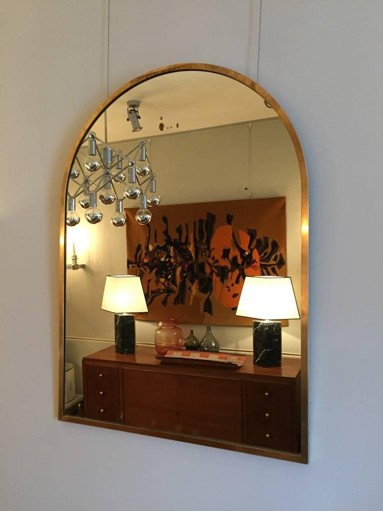 Mid-Century Modern 1950s Italian Brass Mirror