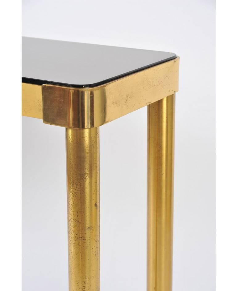 Mid-Century Modern French 1970s Brass Console Table