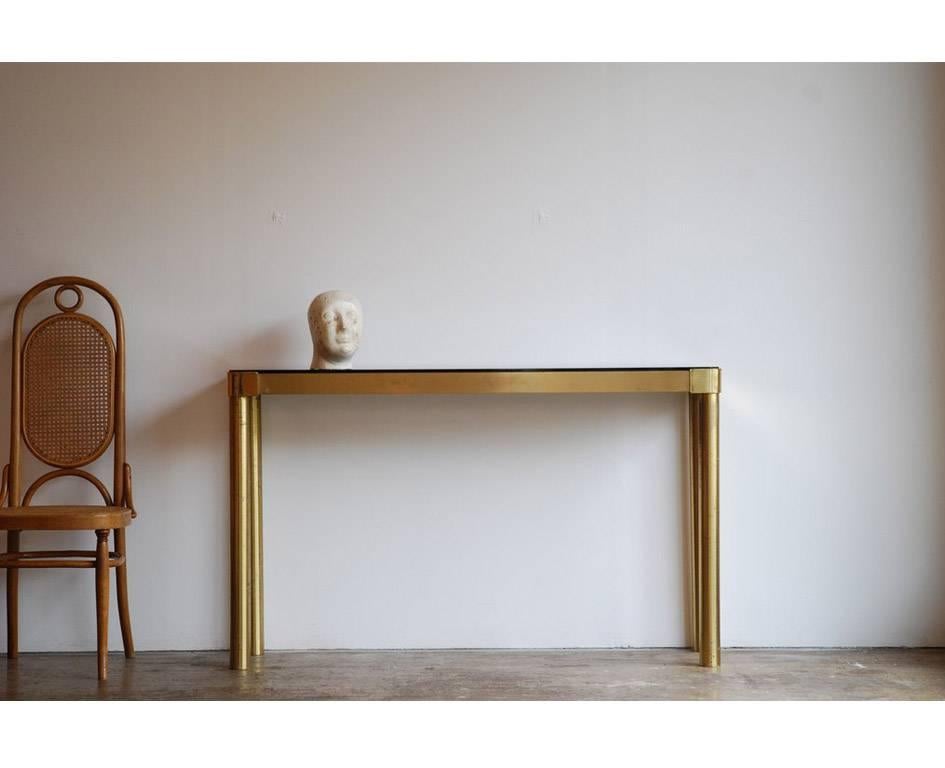 French 1970s Brass Console Table 3