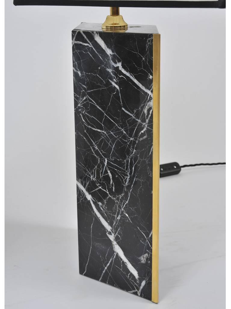 Pair of Marble and Brass Lozange Lamps by Dorian 1