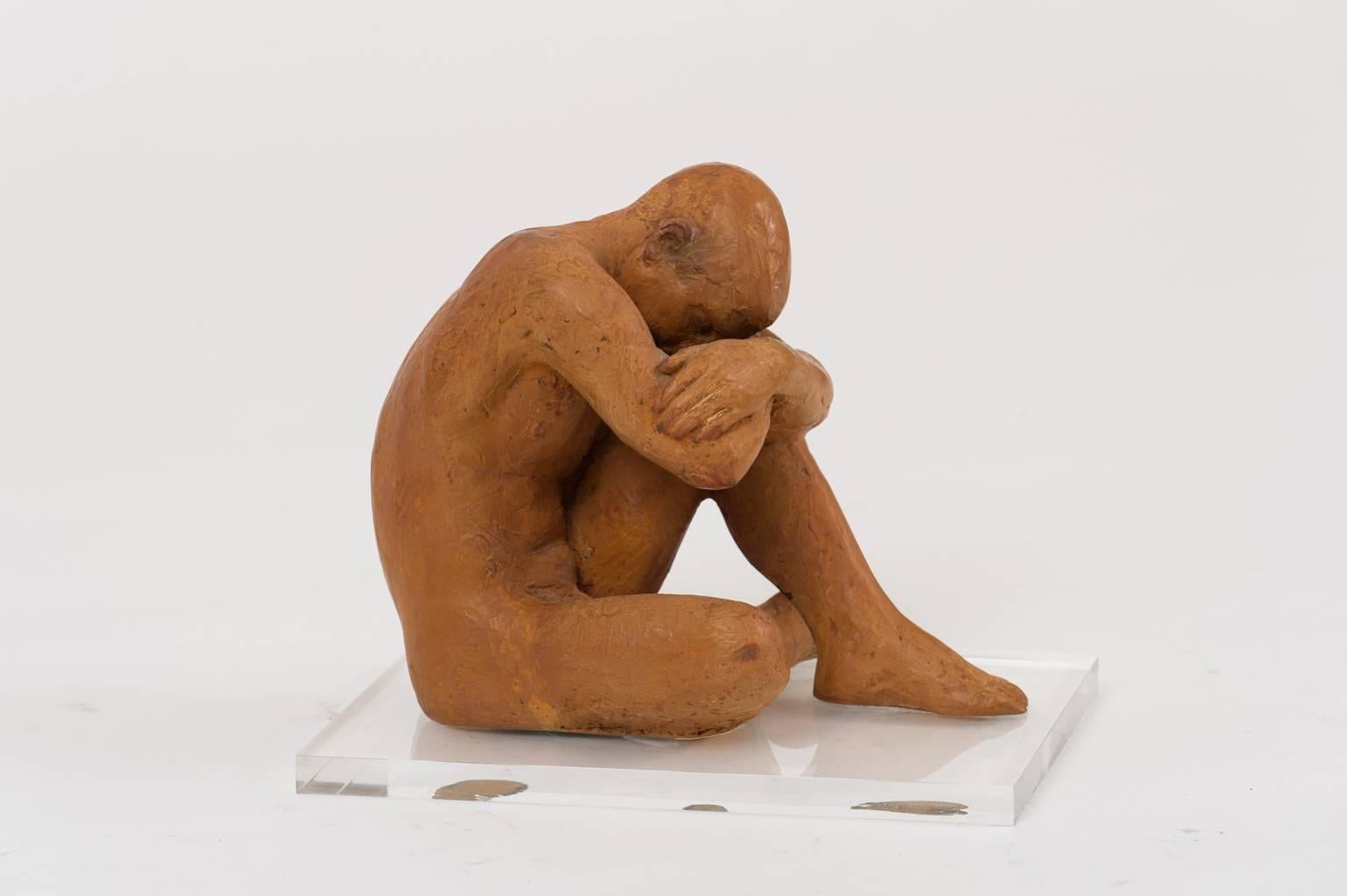 Mid-Century Modern French 1940s Terracotta Sculpture of a Nude Man