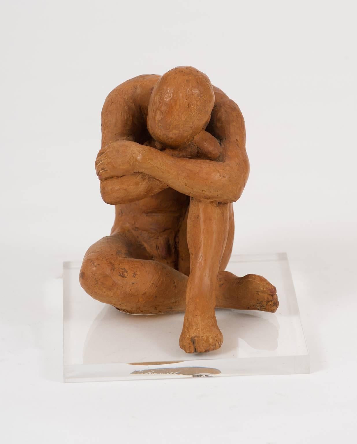 French 1940s Terracotta Sculpture of a Nude Man In Excellent Condition In London, GB
