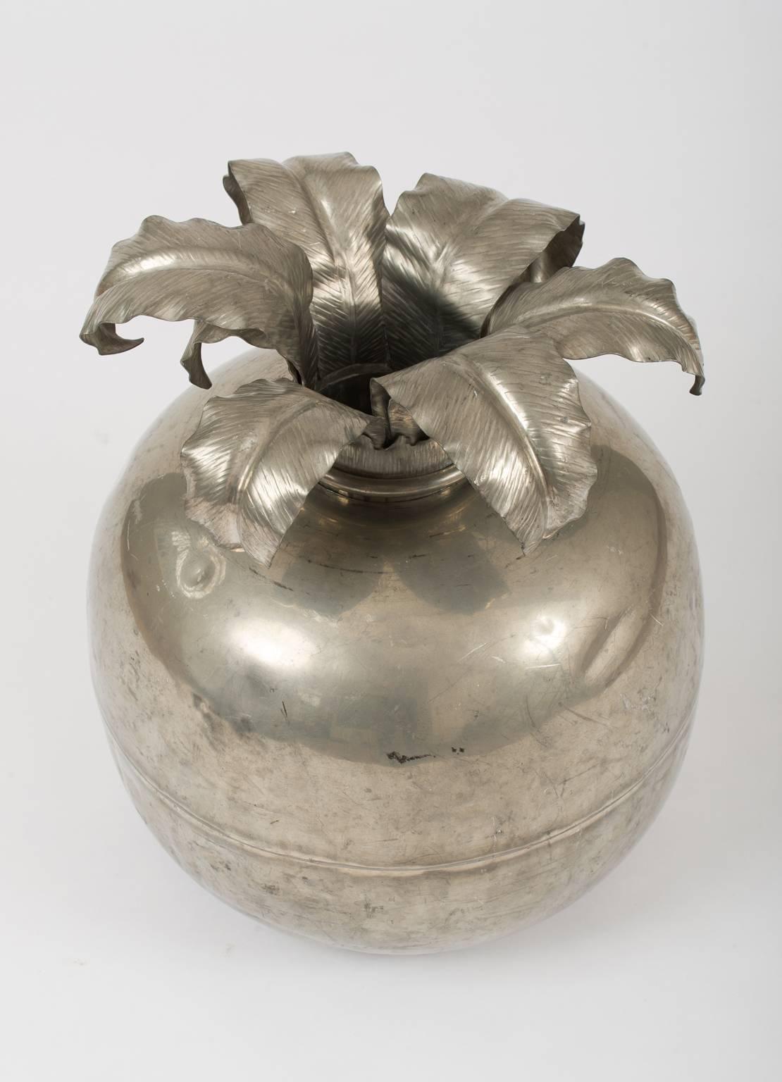 Italian Monumental  1950s Silvered 'Pomegranate' Vase