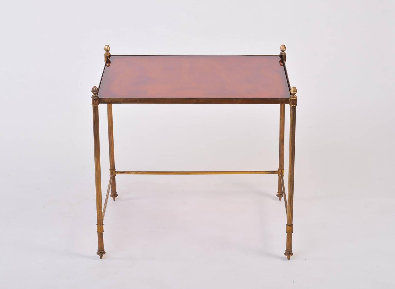Neoclassical Revival Maison Baguès Style Pair of Brass Side Tables