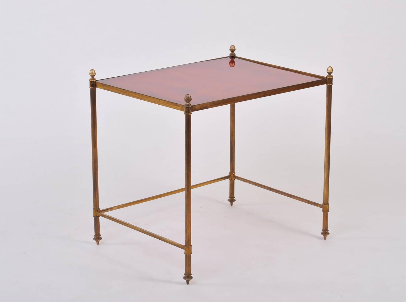 French Maison Baguès Style Pair of Brass Side Tables