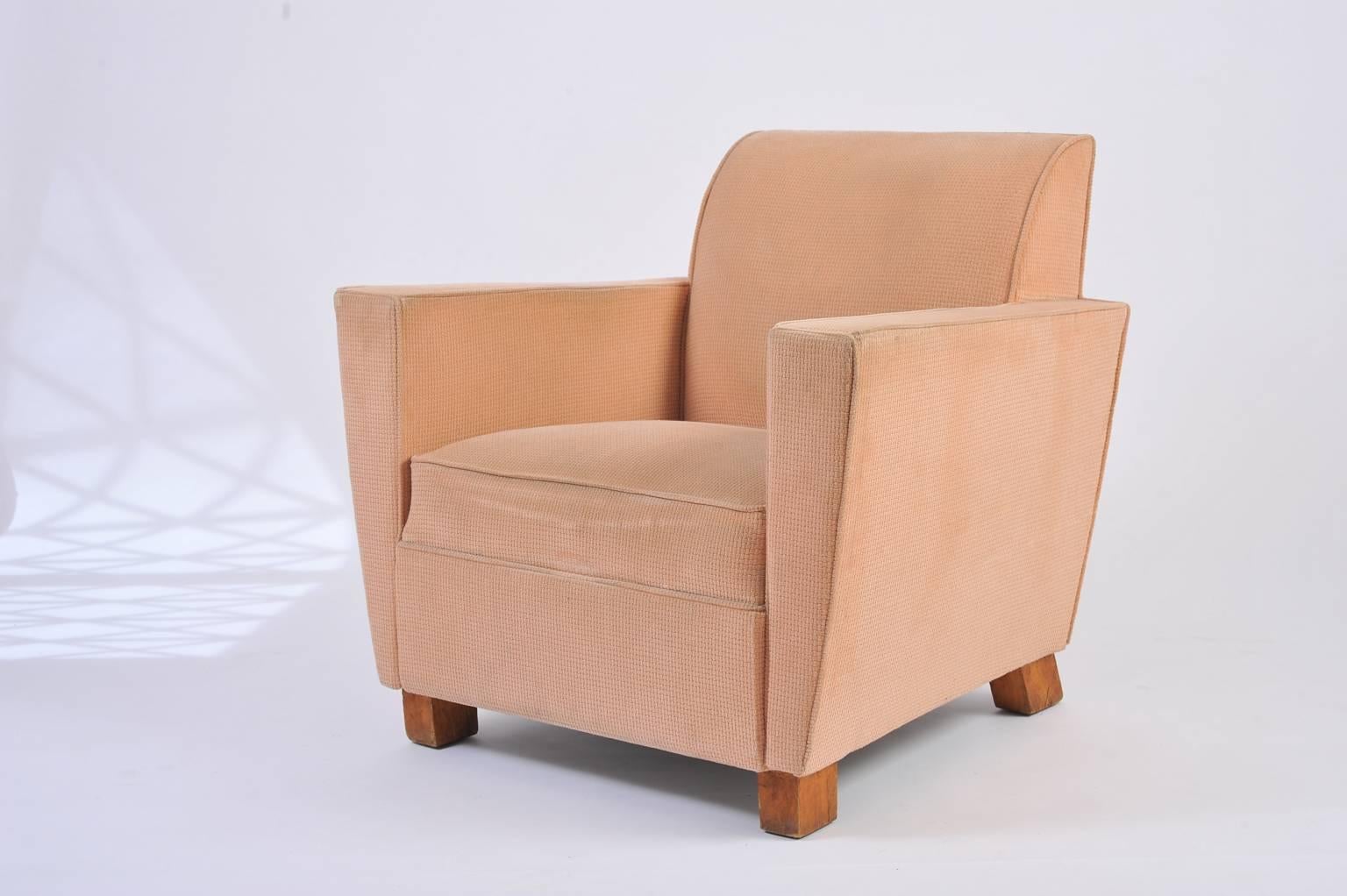 Pair of 1940s Club Armchairs in the Manner of Jacques Adnet In Good Condition In London, GB