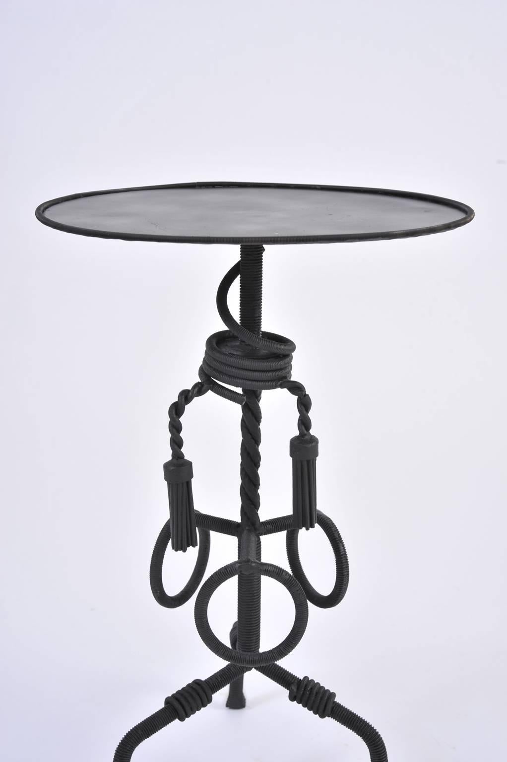 French Unique Black Iron Side Table