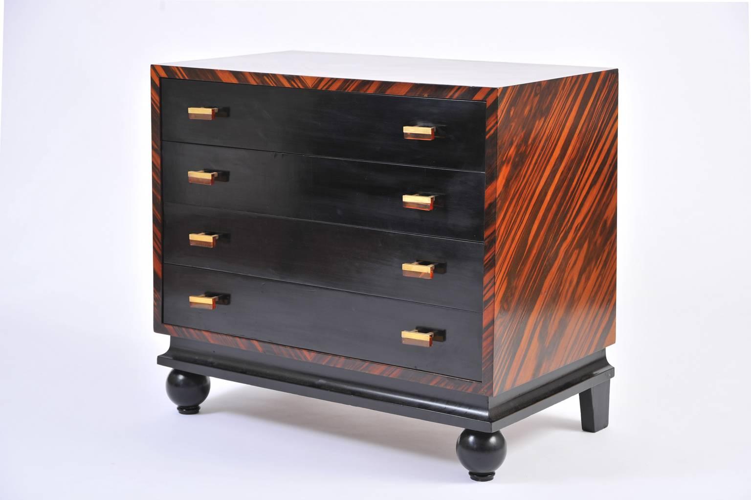 Art Deco Makassar Ebony Chest of Drawers In Excellent Condition In London, GB