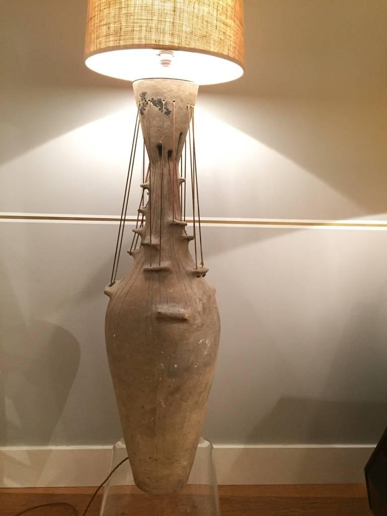 Monumental Studio Pottery Terracotta Lamp 4