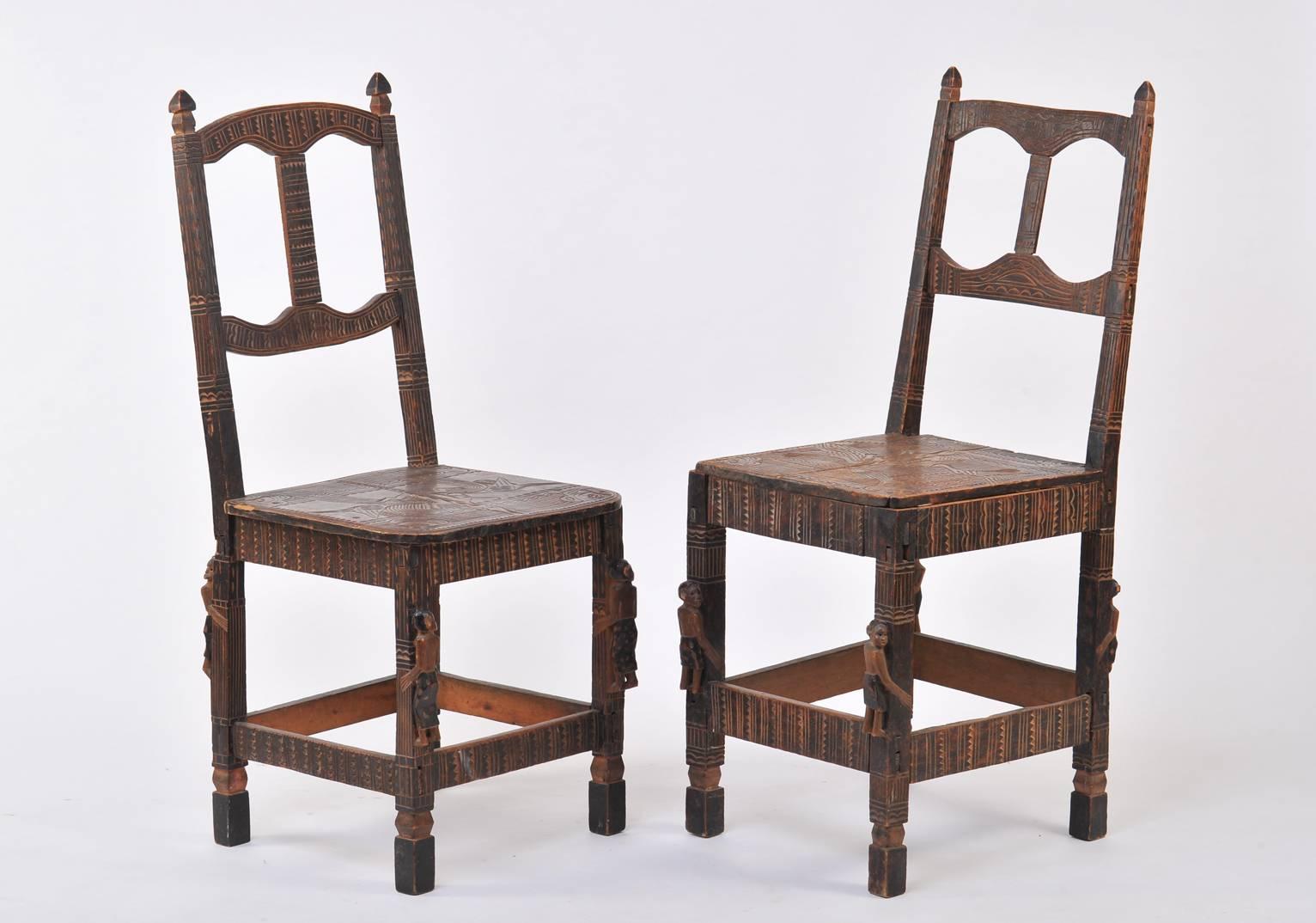 Pair of Tribal Chokwe Chairs 4