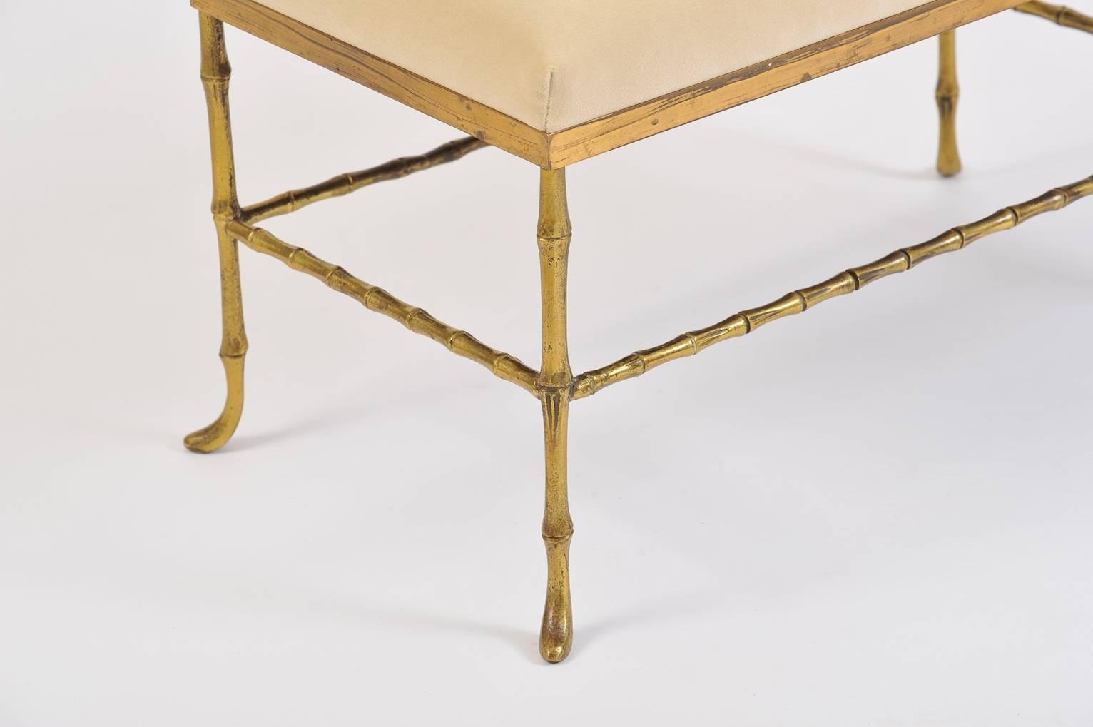 Brass Bamboo Stool, Possibly by Maison Bagues In Good Condition In London, GB