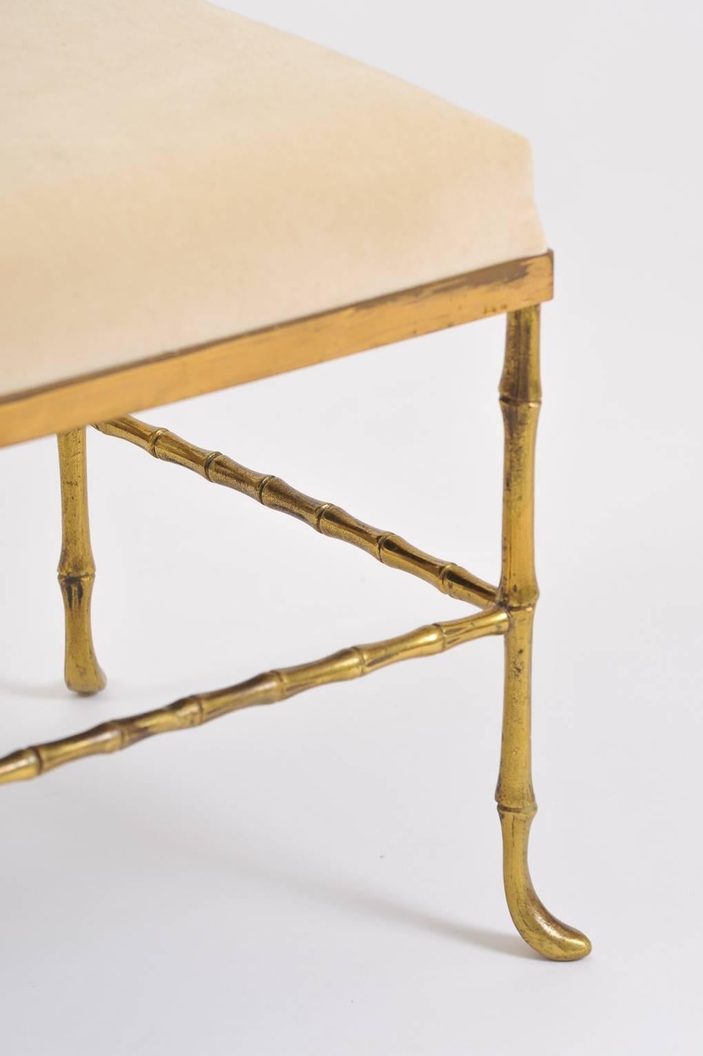 20th Century Brass Bamboo Stool, Possibly by Maison Bagues
